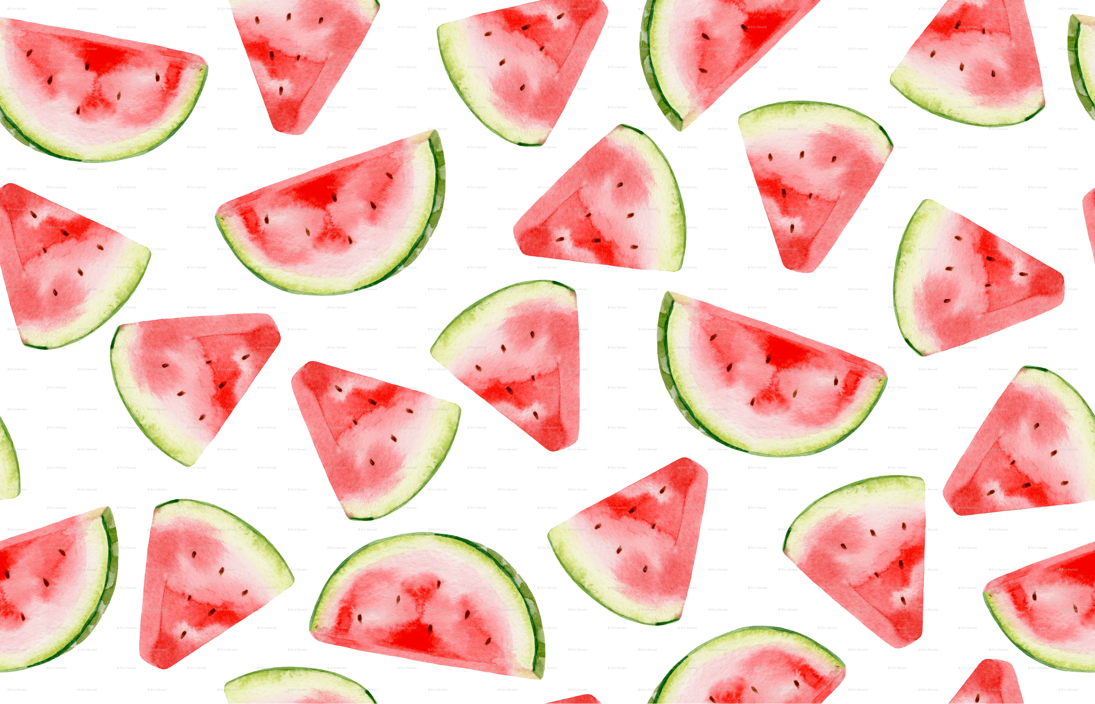 watermelon slices, watercolor, white background, 4K Desktop Wallpaper