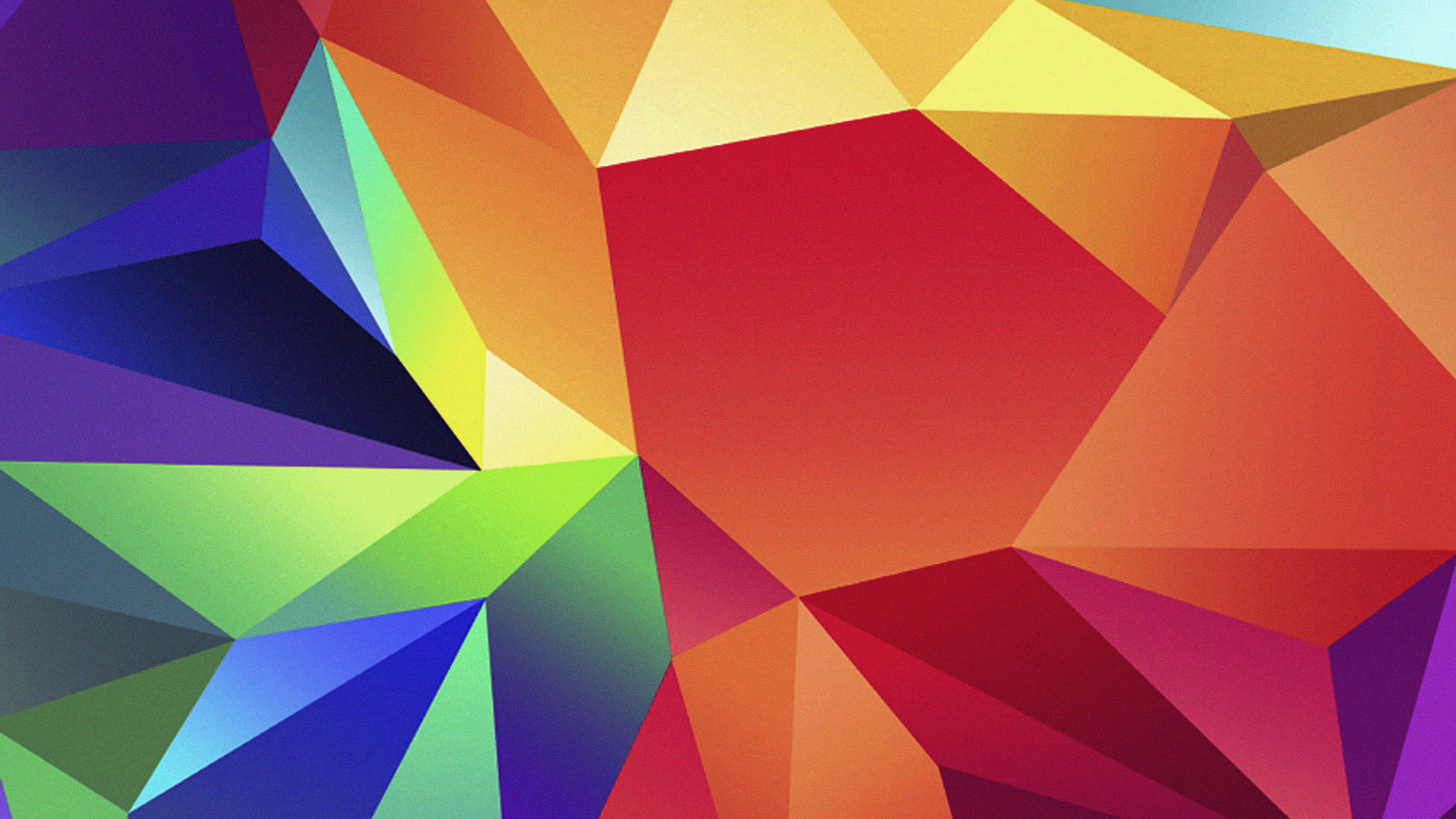 colorful abstract shapes, vibrant geometric polygonal pattern, central point, 4K Desktop Wallpaper