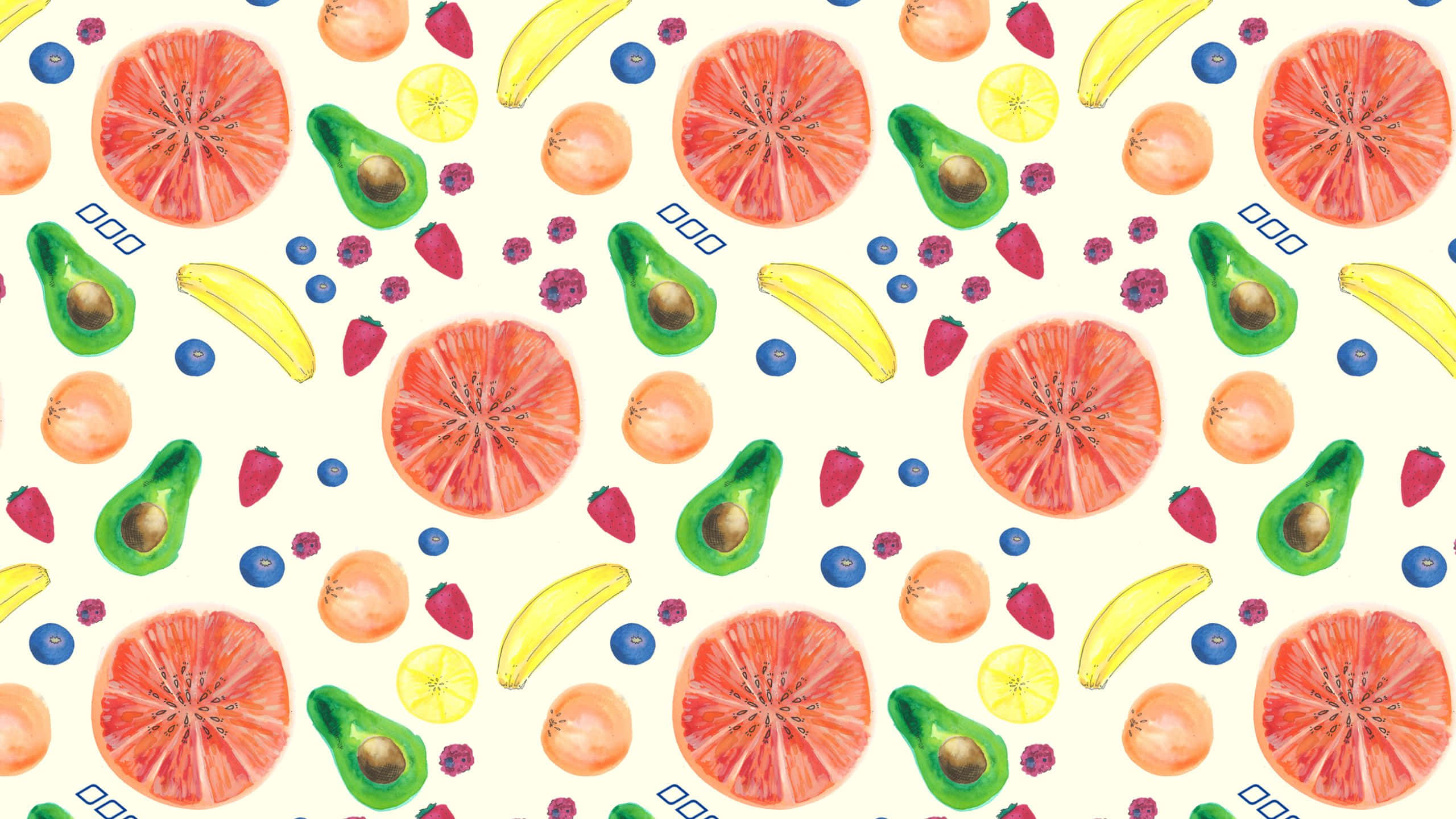 sliced grapefruits, avocados, bananas, 2K Desktop Wallpaper