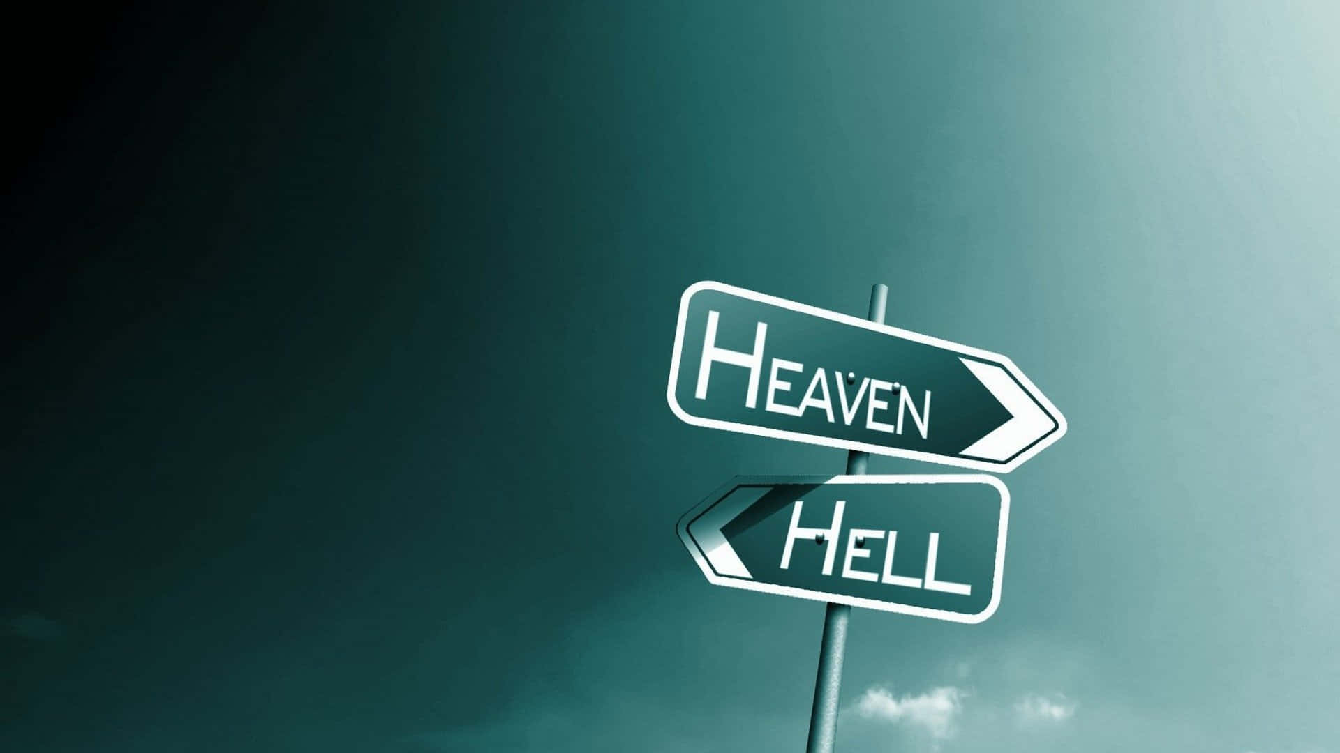 hell, heaven, teal sky, Full HD Desktop Wallpaper