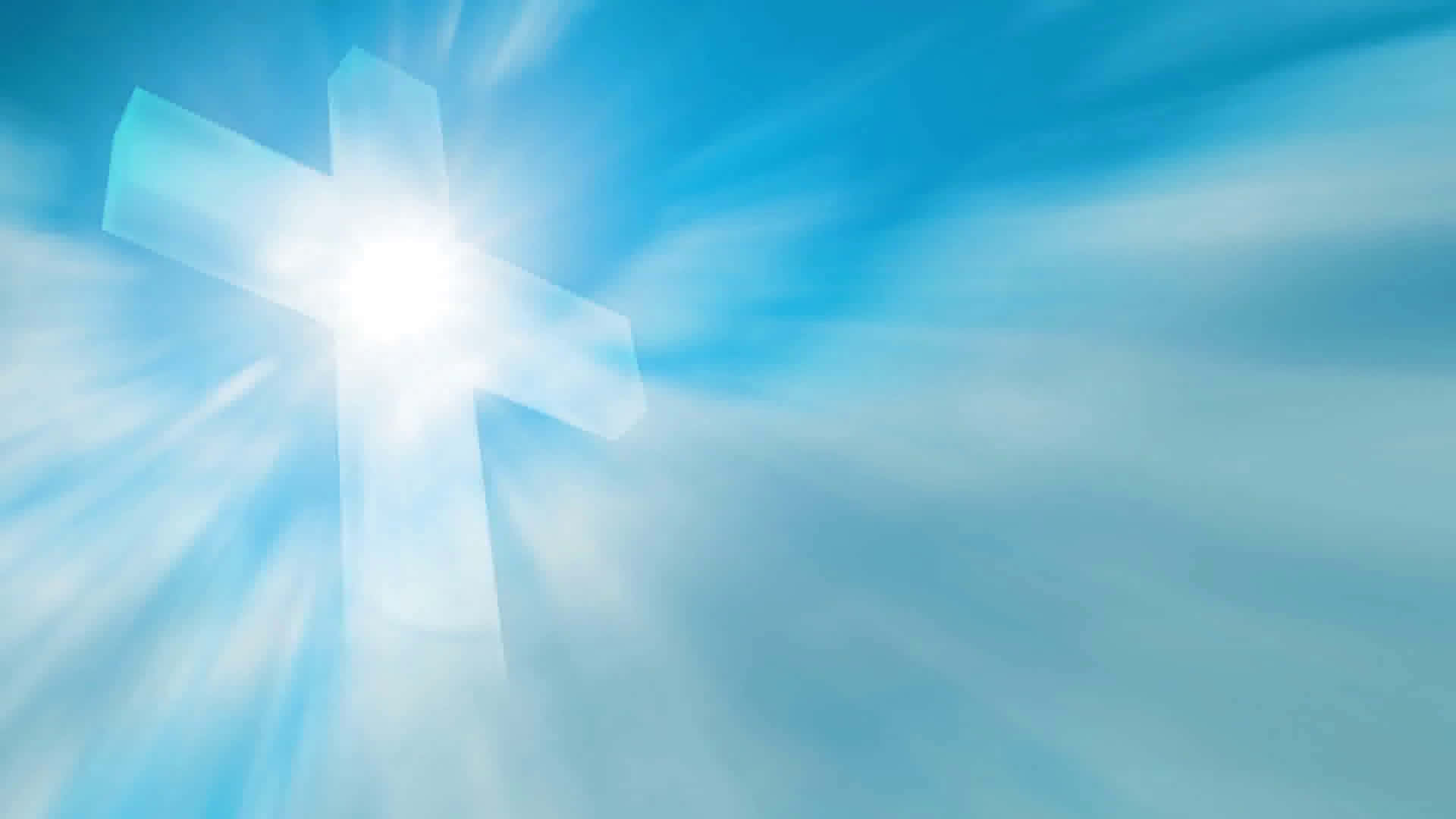 radiant white cross, bright blue sky, wispy clouds, Full HD Desktop Wallpaper