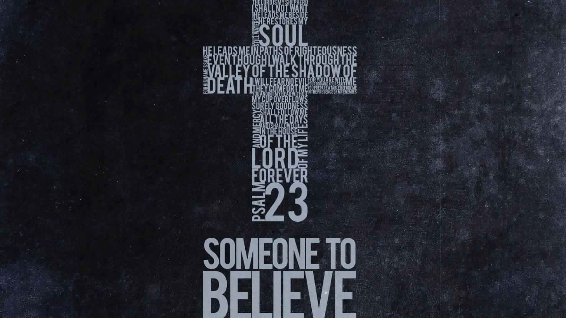 Psalm 23, white cross, dark textured background, Full HD Desktop Wallpaper