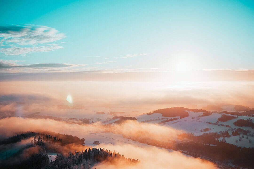 sunset, mountains, snowy mountains, SD Desktop Wallpaper