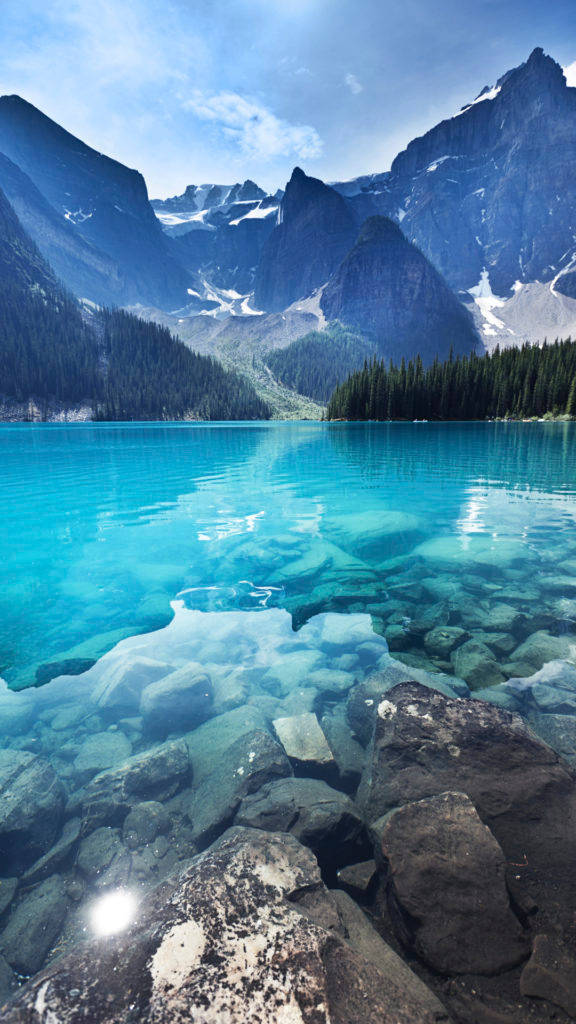 lake, mountains, turquoise lake, SD Phone Wallpaper