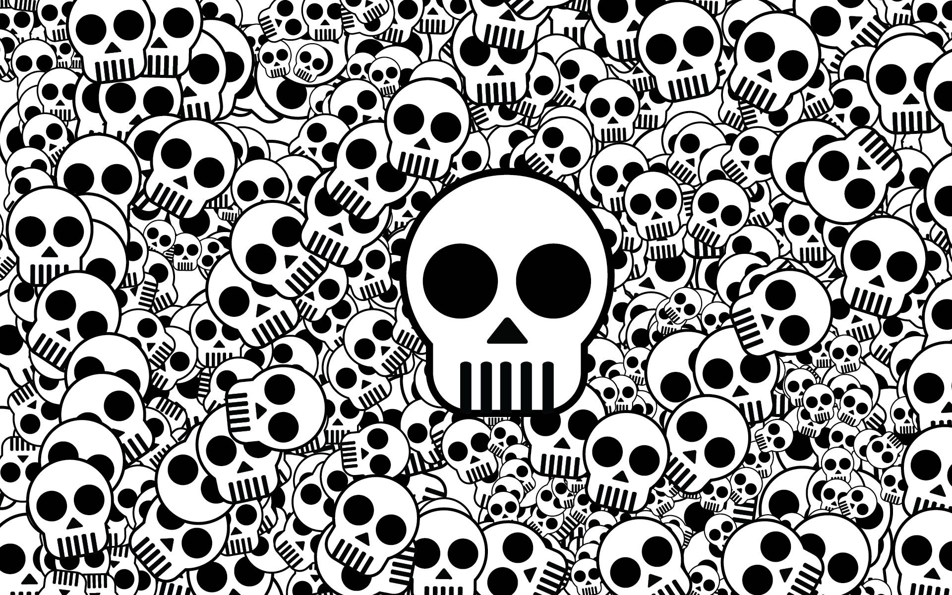 HD Skull, black and white, large central skull, Full HD Desktop Wallpaper