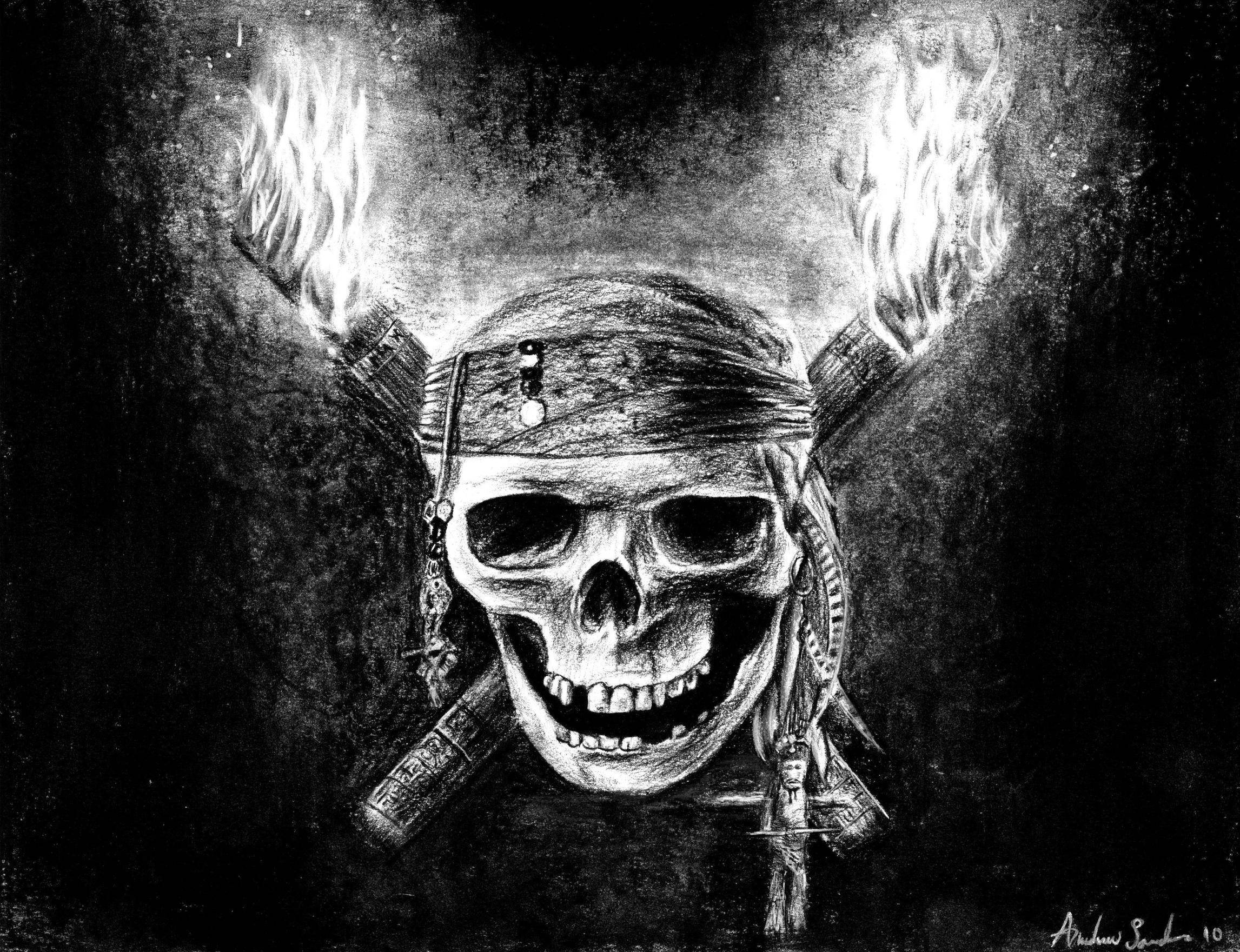 HD Skull, pirate bandana, crossed swords, Full HD Desktop Wallpaper