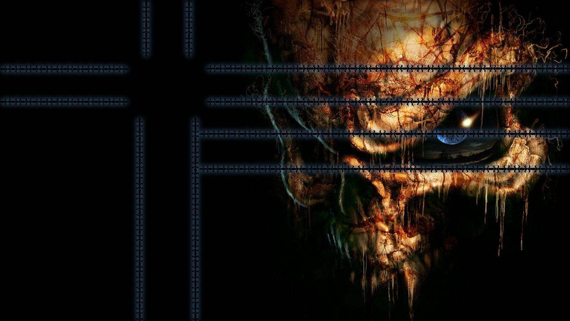 HD Skull, blue eye, glowing blue eyes, Full HD Desktop Wallpaper