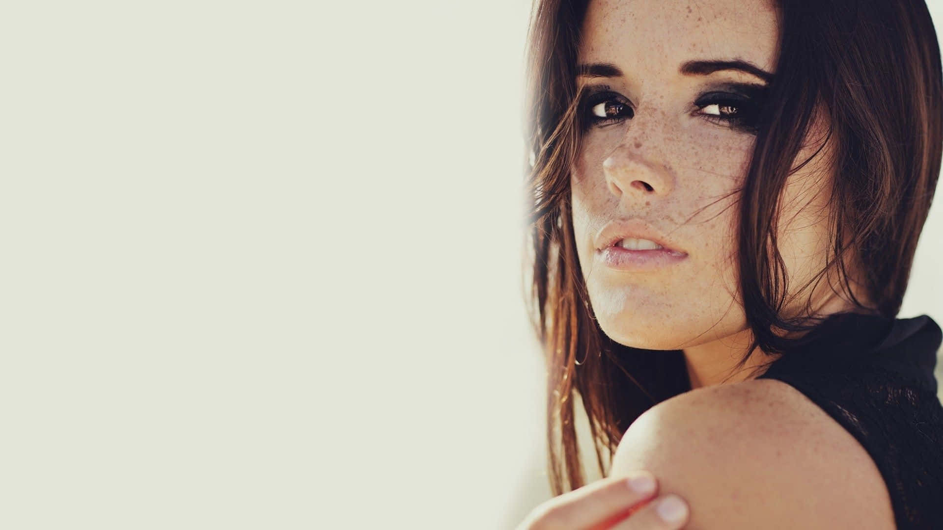 freckles, black top, dark hair, Full HD Desktop Wallpaper