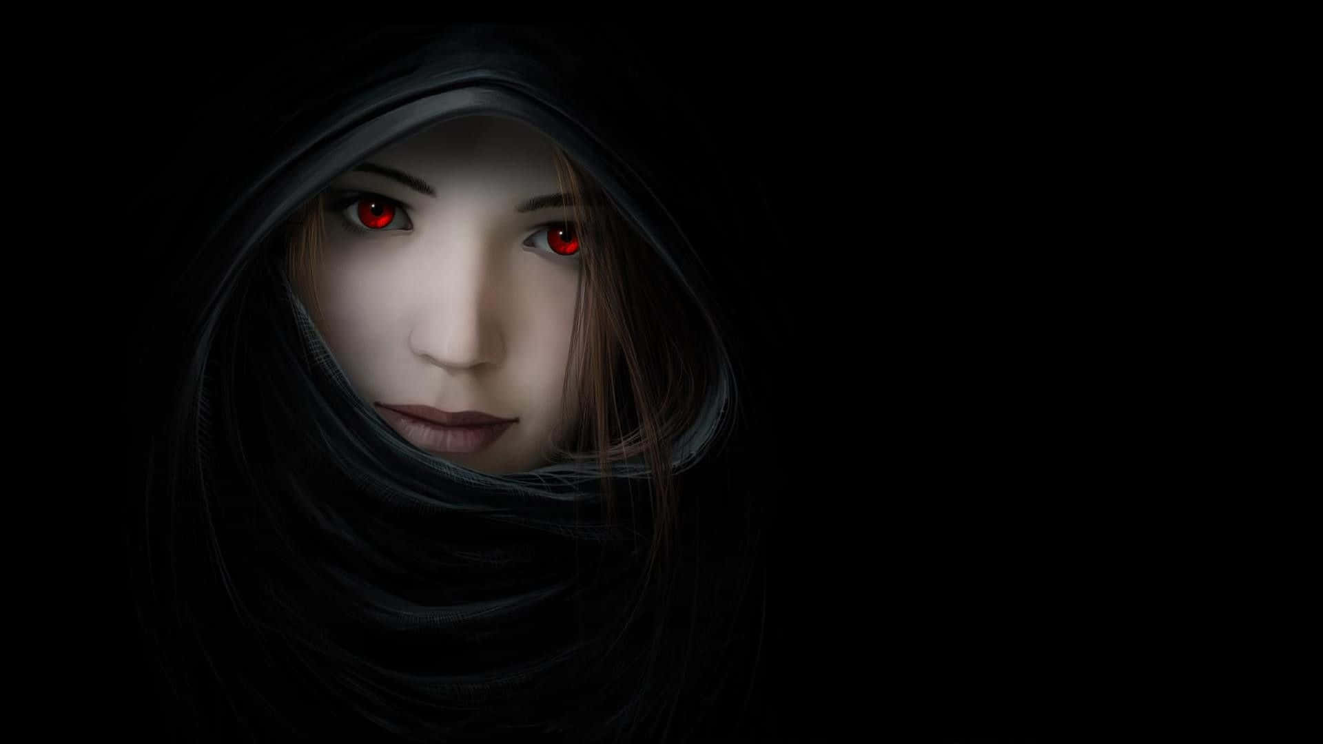 HD Women, red eye, hooded figure, Full HD Desktop Wallpaper