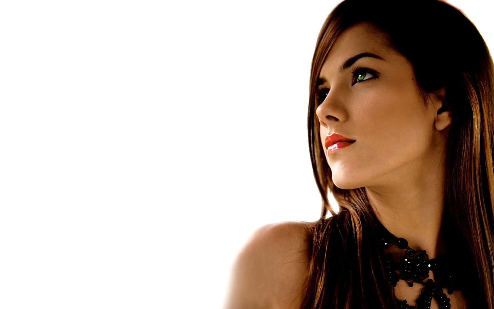 HD Women, green eyes, red lips, HD Desktop Wallpaper