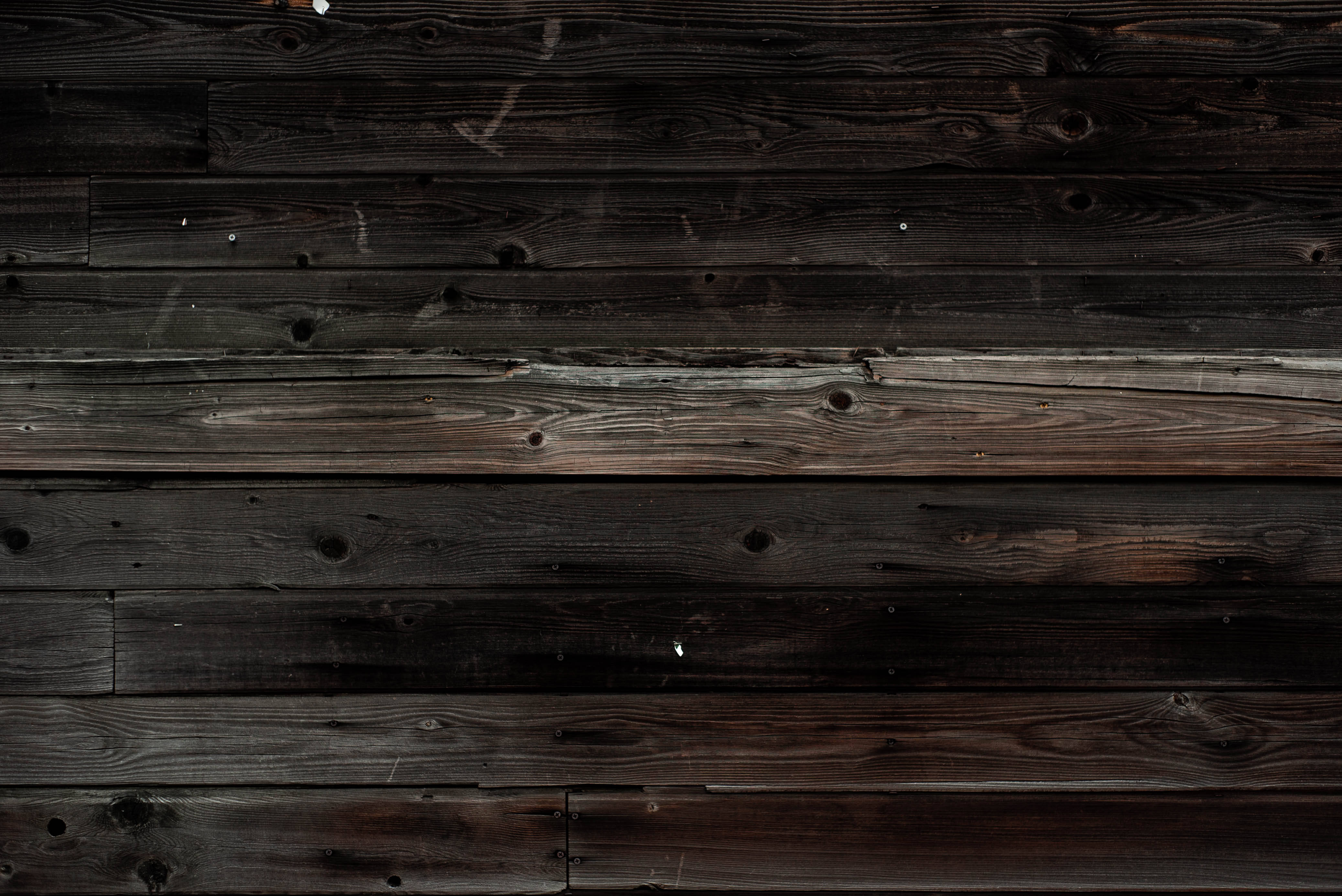 HD Wood Floor, dark weathered wooden planks, visible grain knots, 4K Desktop Wallpaper