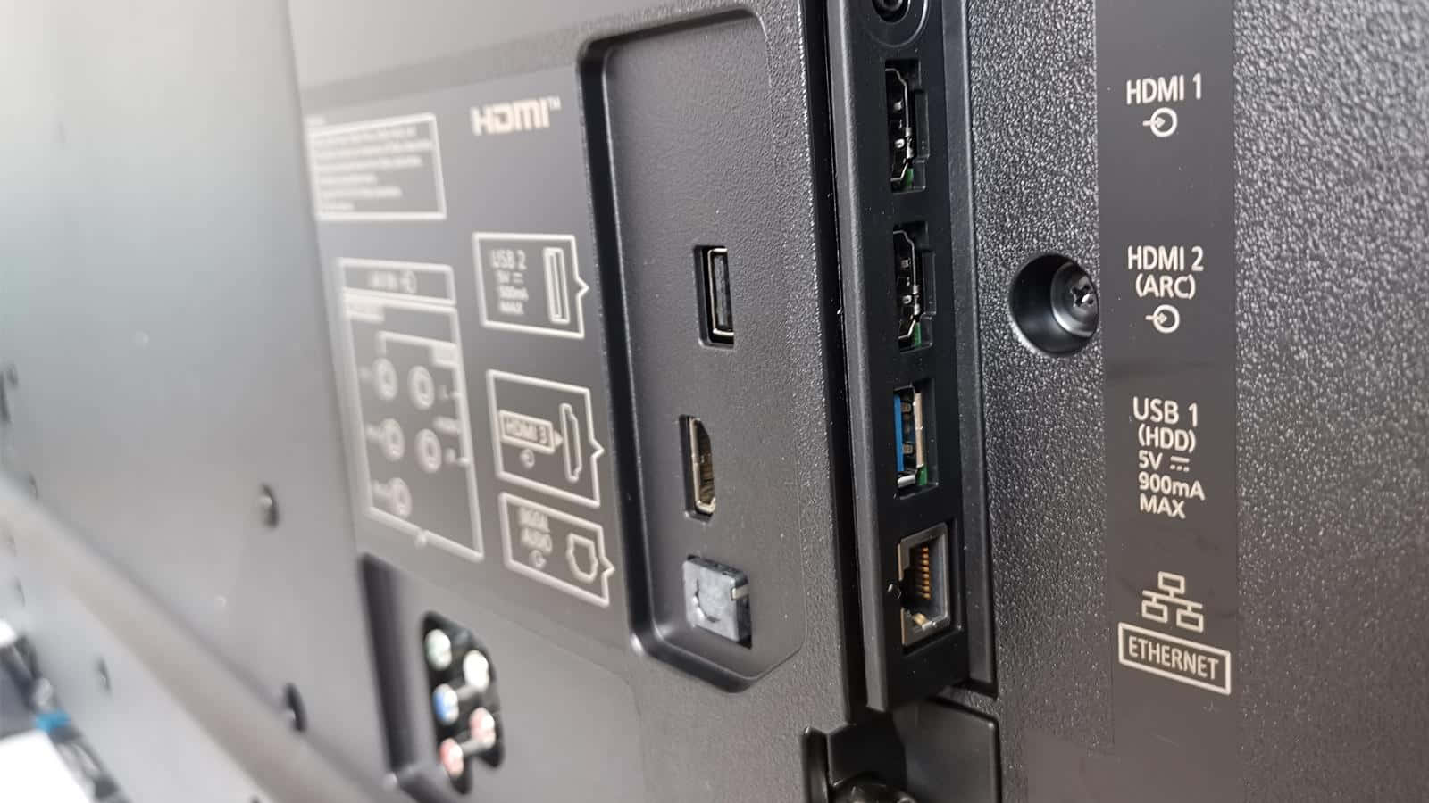 HDMI, black TV, rear panel, HD Desktop Wallpaper