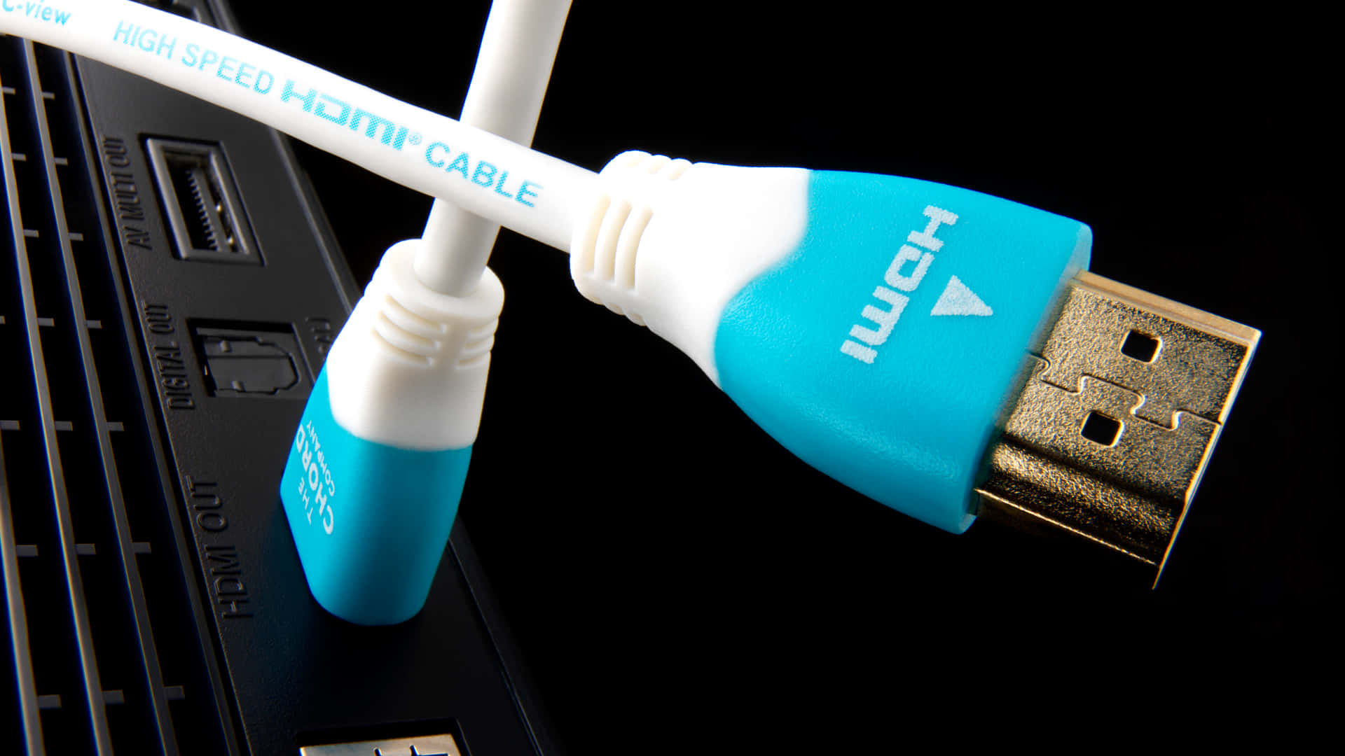 HDMI, 1920 x 1080, blue and white HDMI cable, Full HD Desktop Wallpaper
