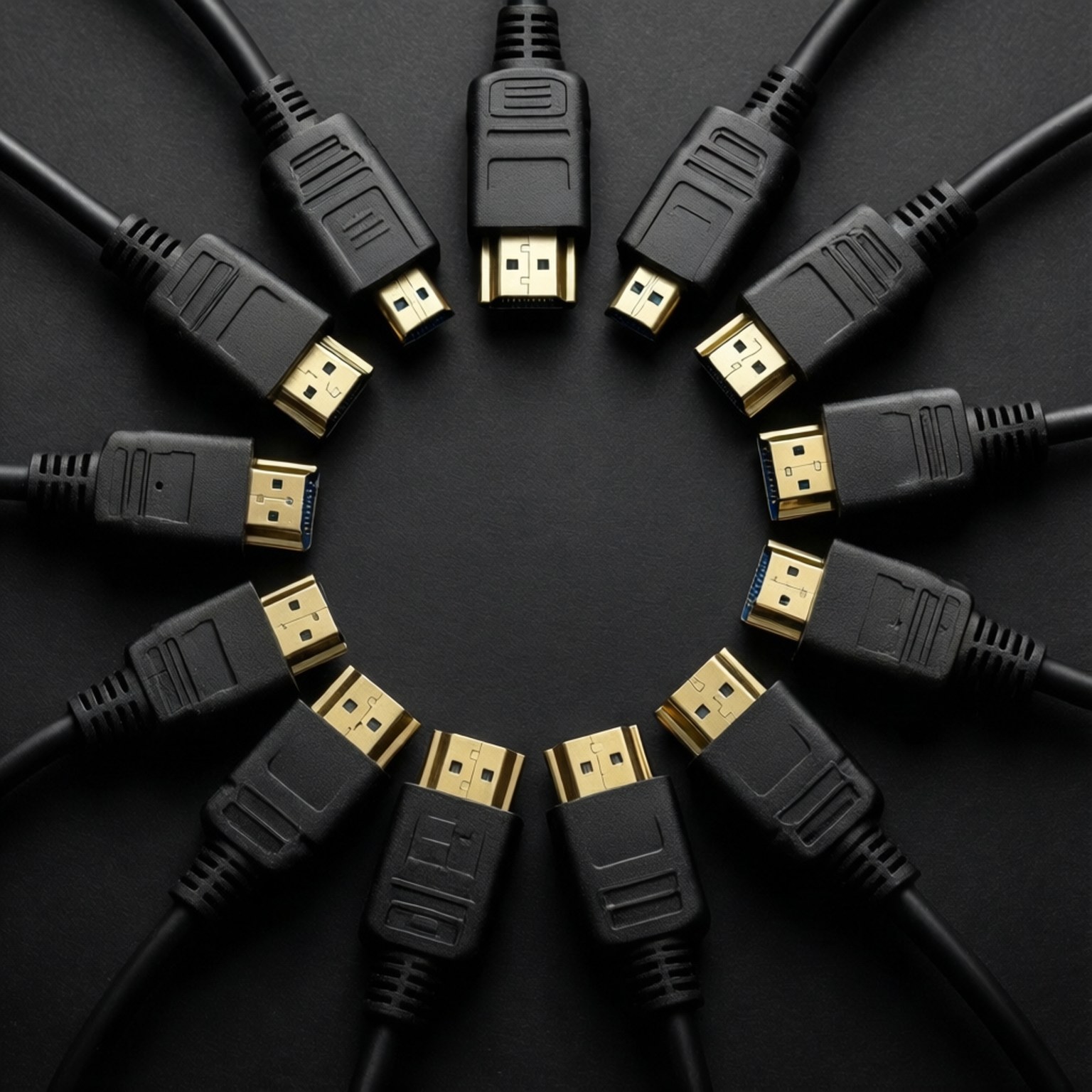 HDMI, geometric circle, black, HD Desktop Wallpaper