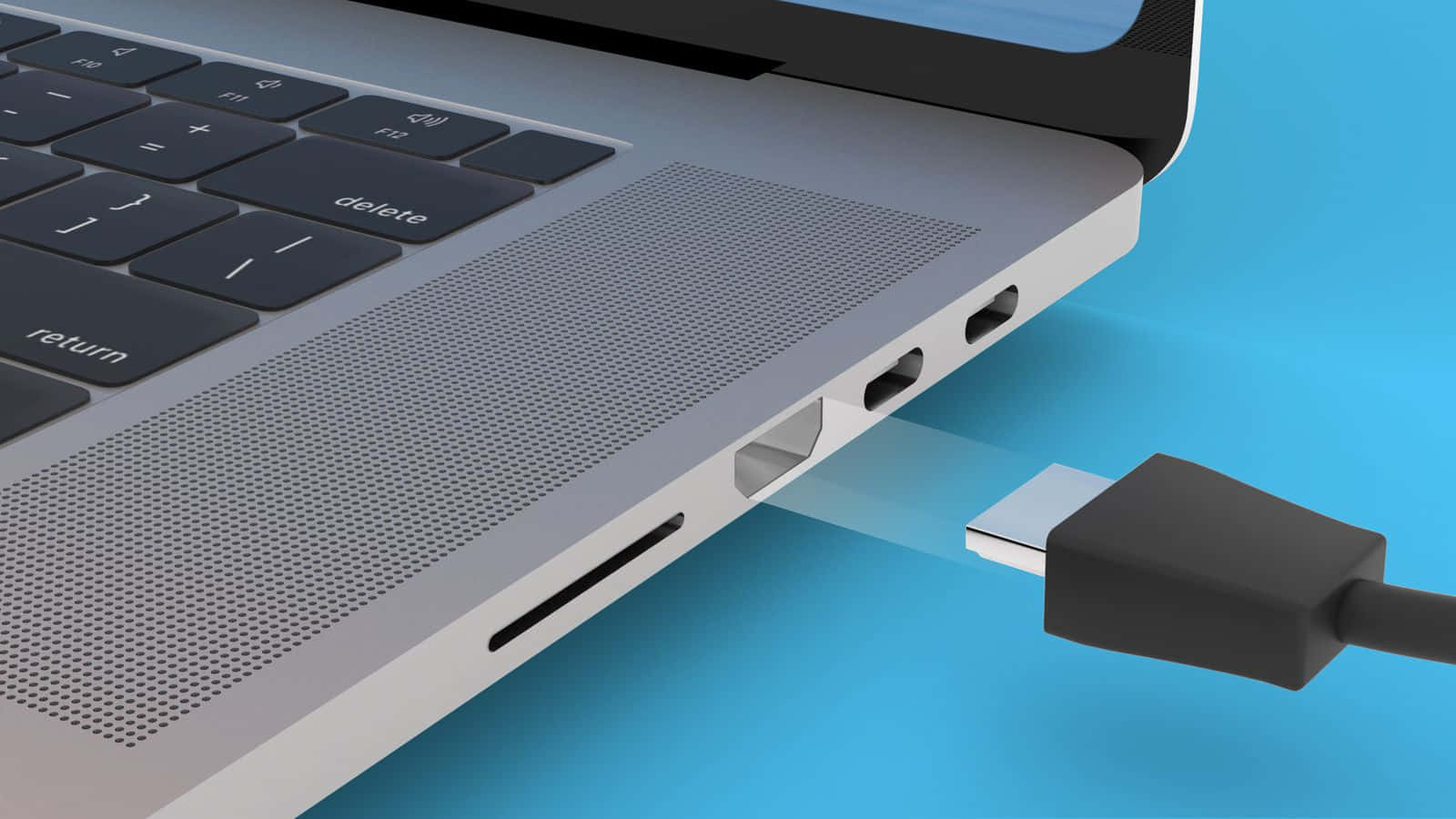 HDMI, 1600 x 900, silver laptop, HD Desktop Wallpaper