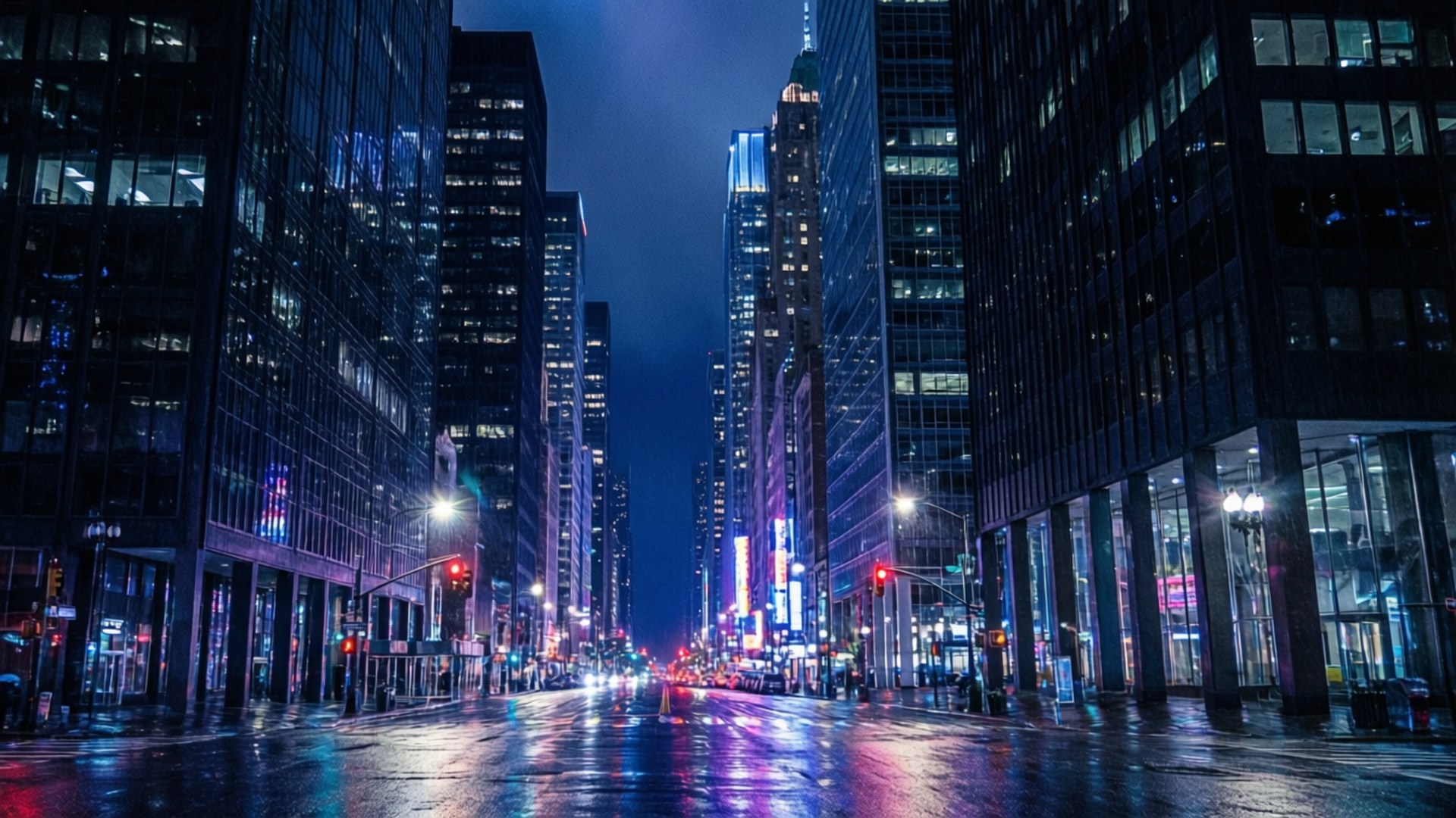 HDR, neon cityscape, night, Full HD Desktop Wallpaper