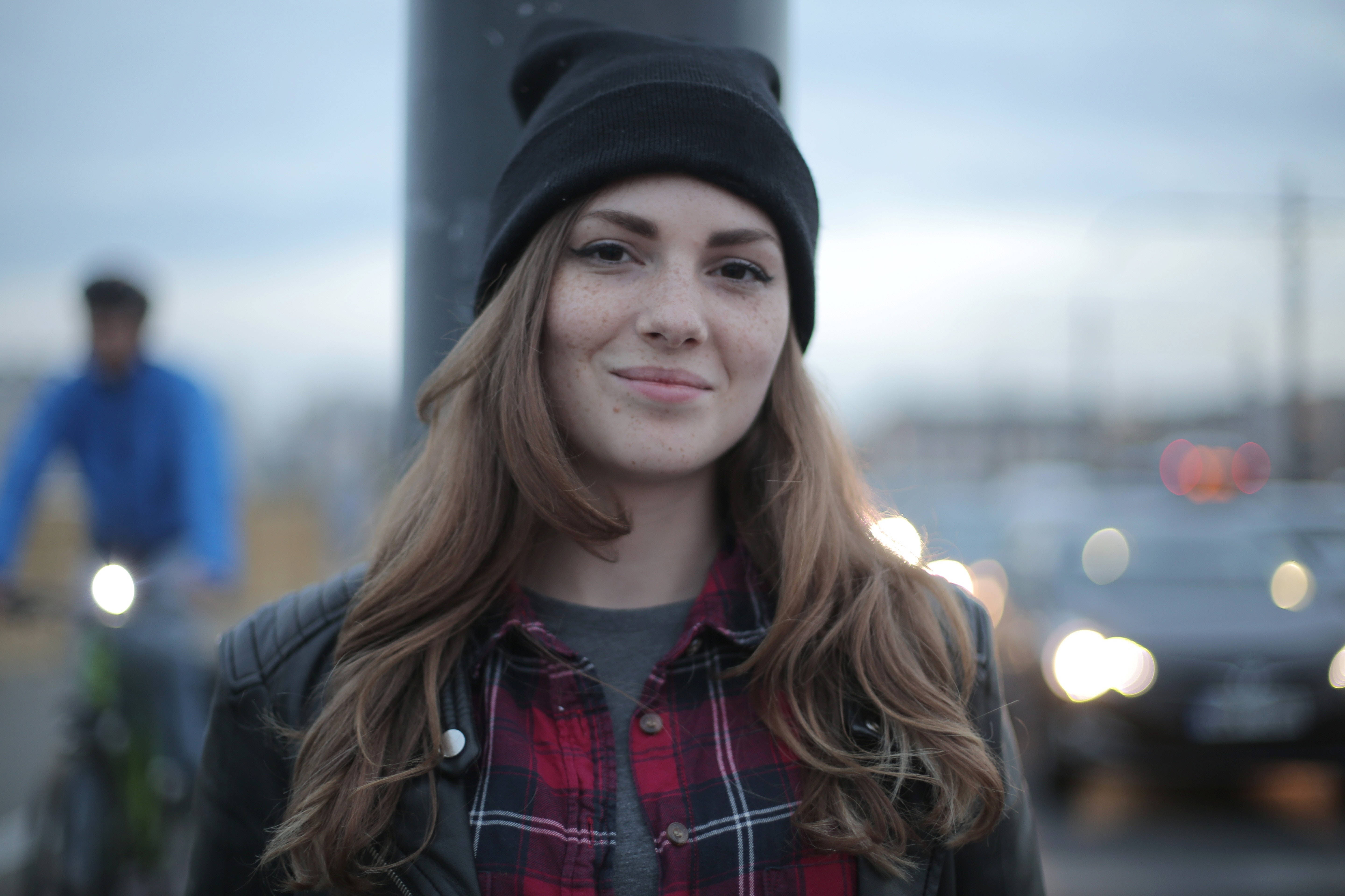 girl, winter bonnet, black beanie, 5K Desktop Wallpaper