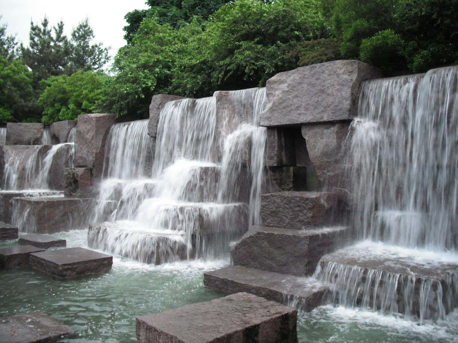 Health And Beauty, water, tiered dark stone blocks, HD Desktop Wallpaper