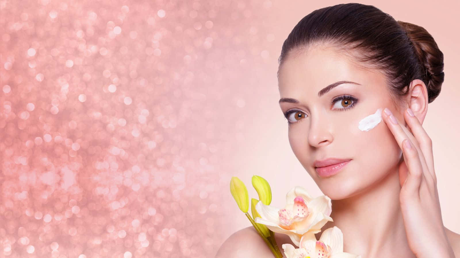 Health And Beauty, flawless skin, sparkling pink backdrop, HD Desktop Wallpaper