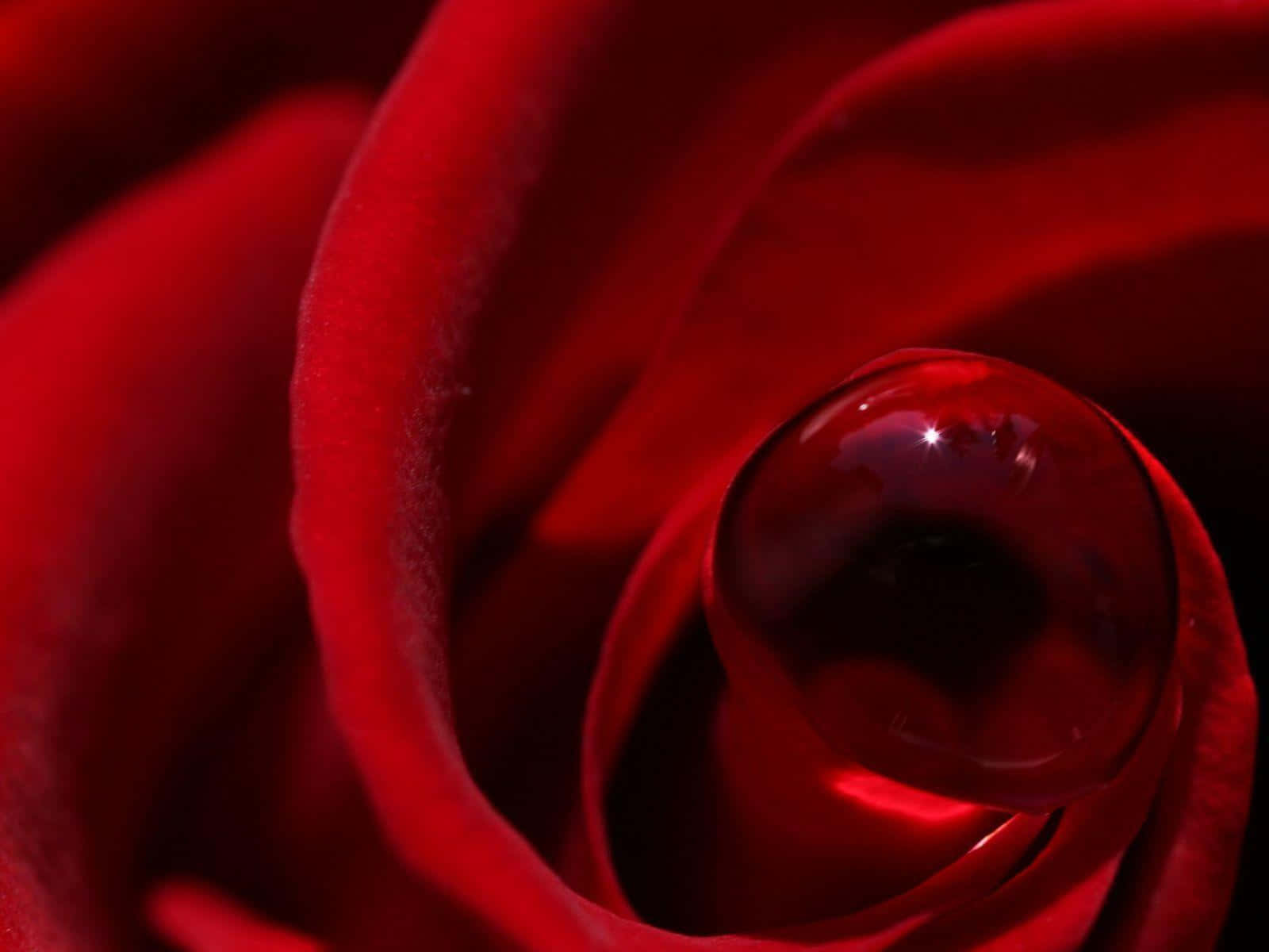 deep red rose petal, glistening water droplet, reflecting light, HD Desktop Wallpaper