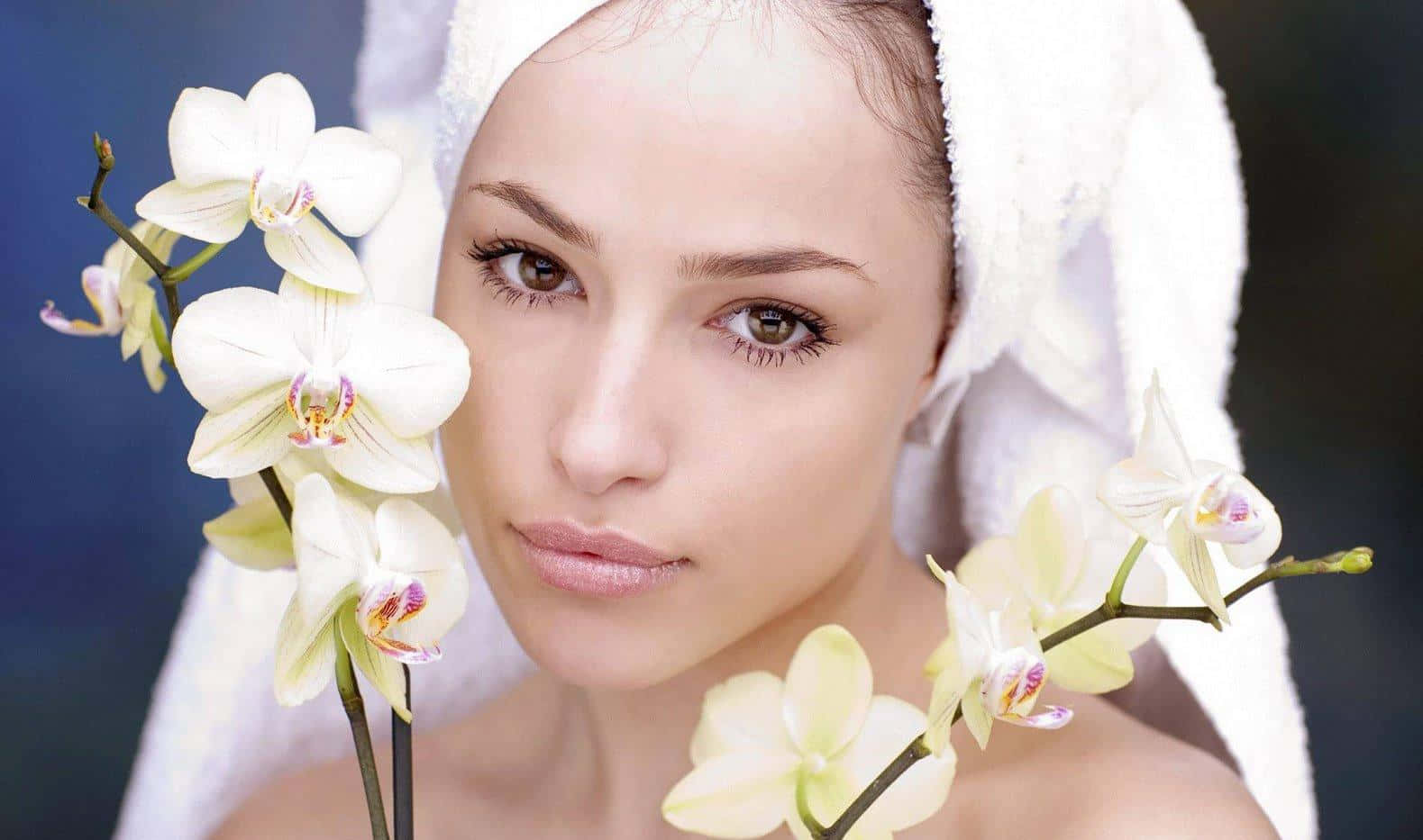 health and beauty, white towel, white orchids, HD Desktop Wallpaper