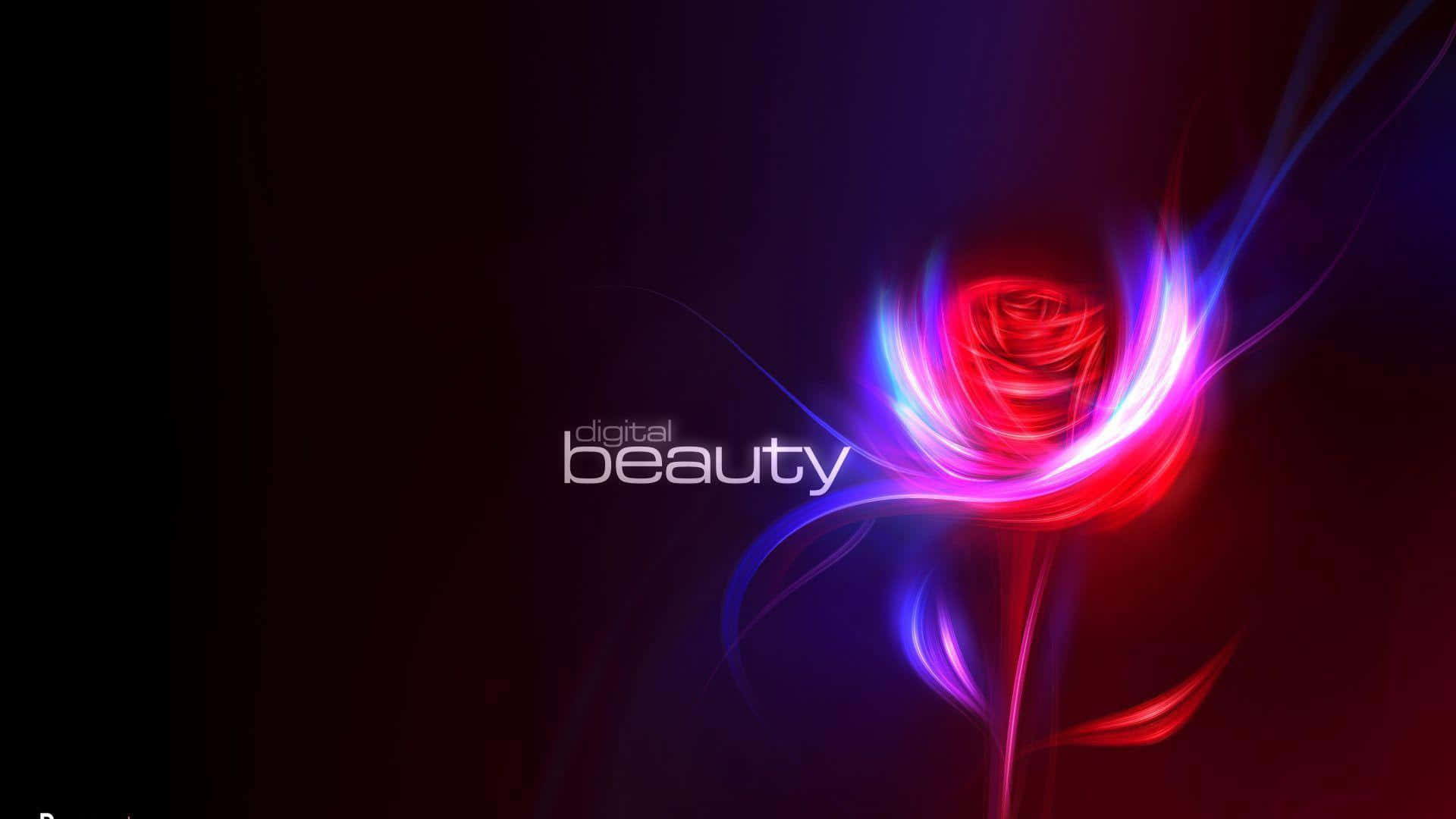 glowing red rose, electric blue and purple energy swirls, dark background, Full HD Desktop Wallpaper