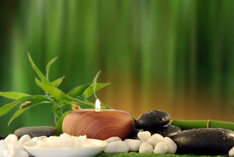 Health And Beauty, spa scene, lit wooden candle, SD Desktop Wallpaper
