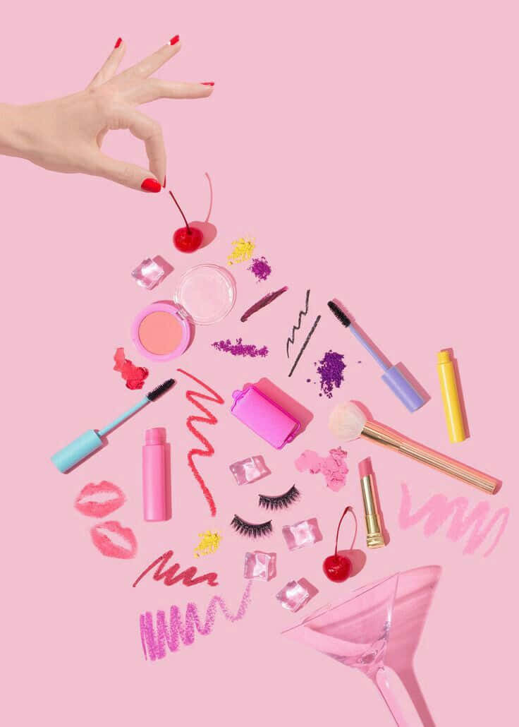 red nails, colorful makeup, beauty items, SD Phone Wallpaper