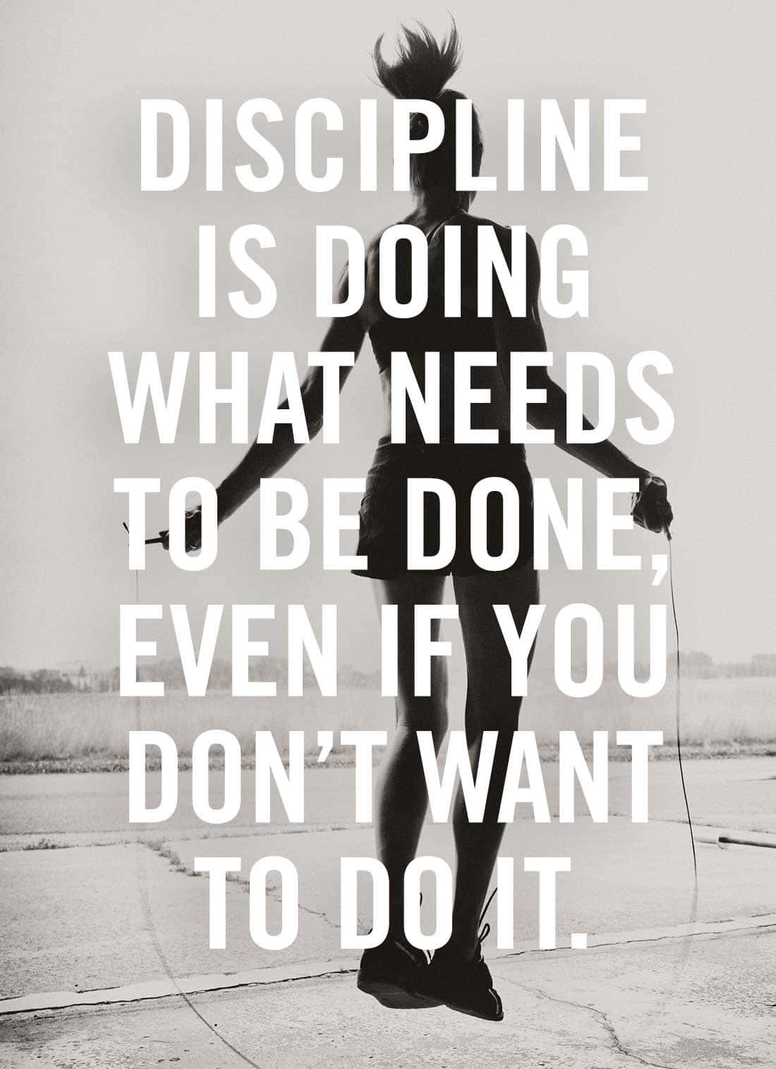 black and white silhouette, person mid-jump rope, bold text overlay, HD Phone Wallpaper