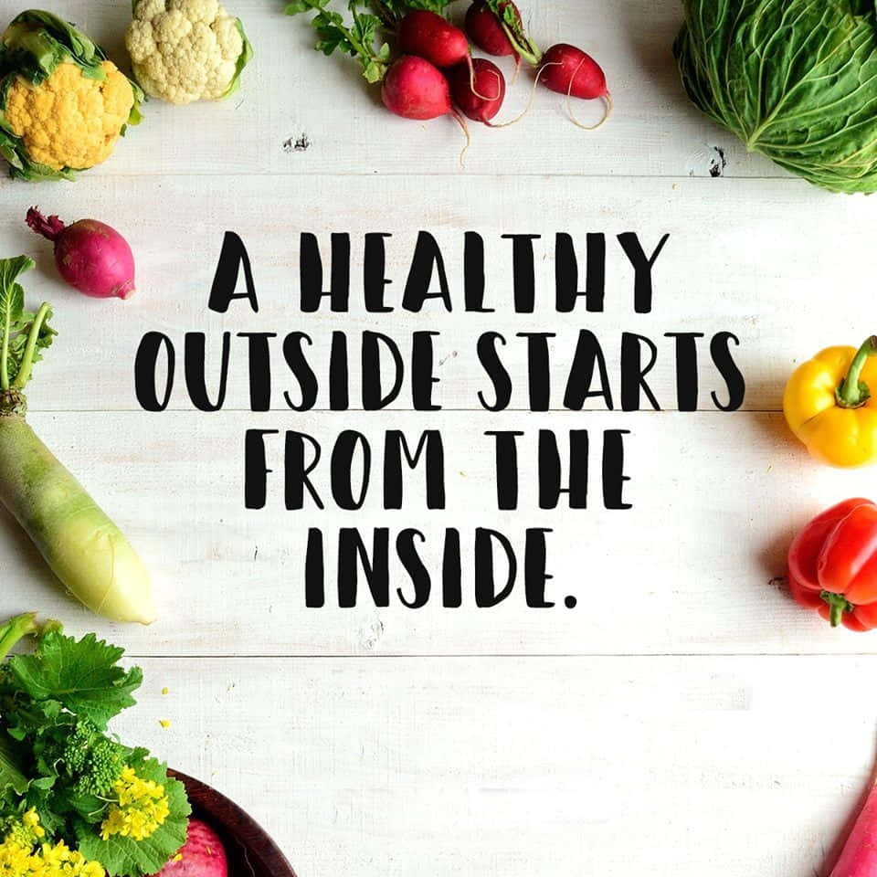 healthy eating inspirational quote, radishes, cauliflower, SD Desktop Wallpaper