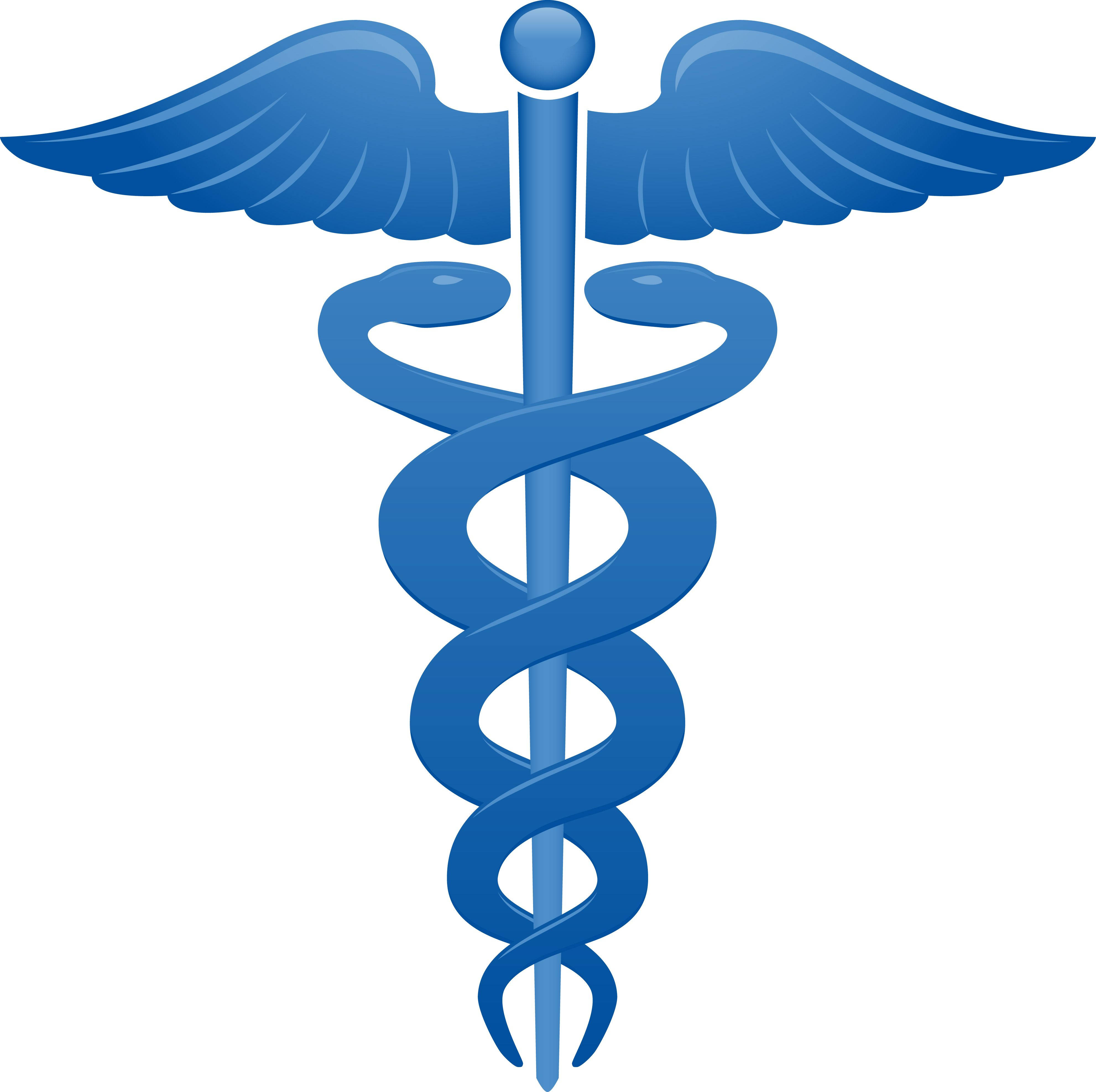 blue caduceus medical symbol, wings, intertwined snakes, 4K Desktop Wallpaper