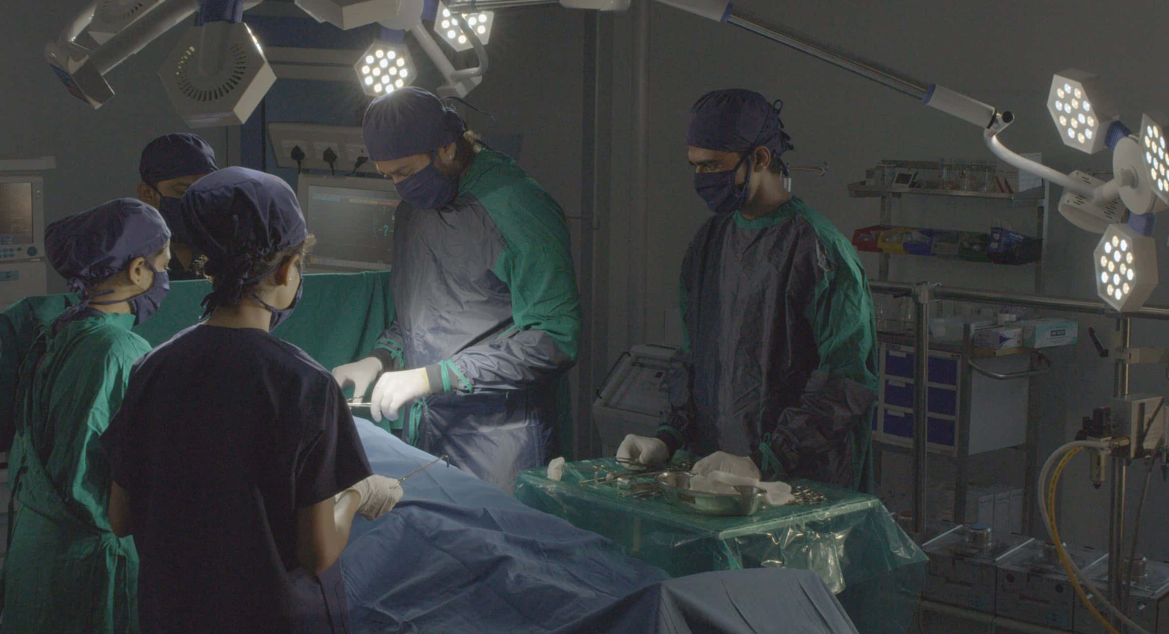 surgery room, green scrubs, masks, Full HD Desktop Wallpaper