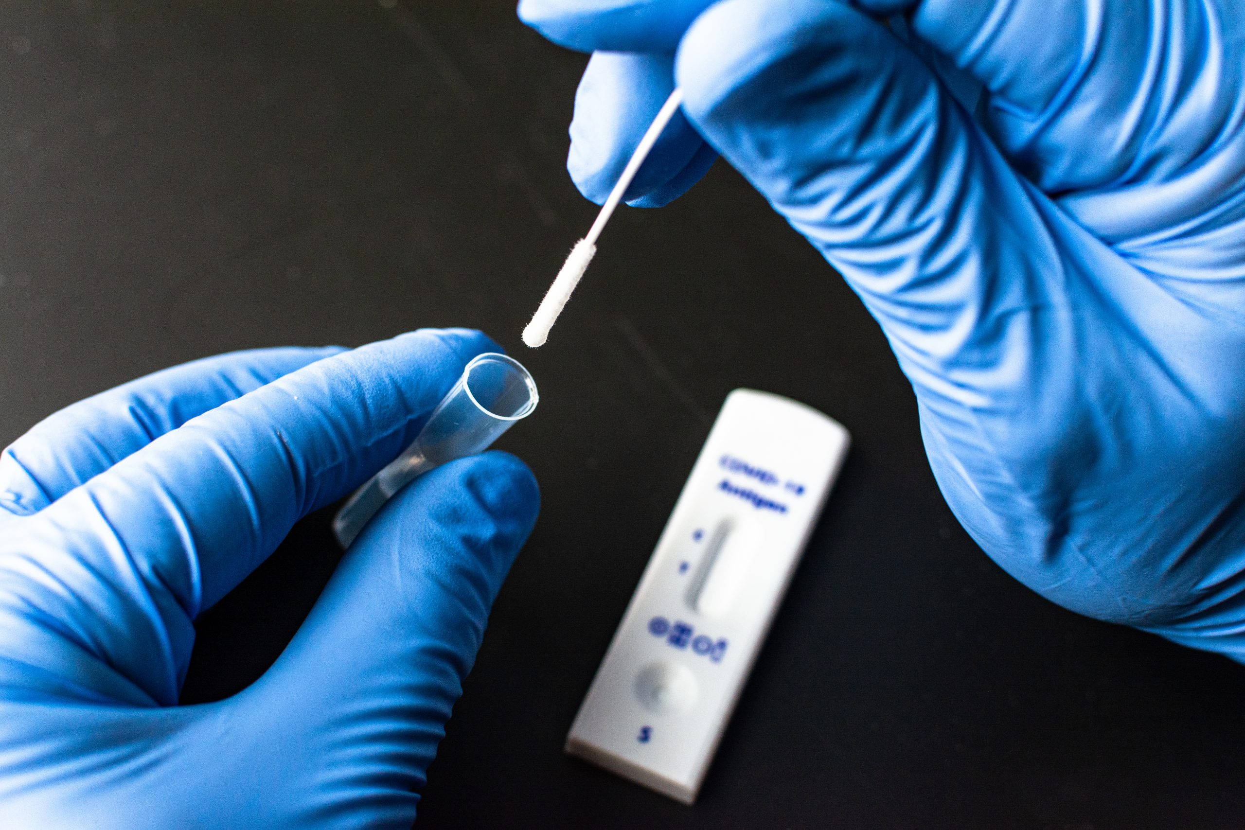 COVID-19 antigen test kit, swab, test tube, 2K Desktop Wallpaper