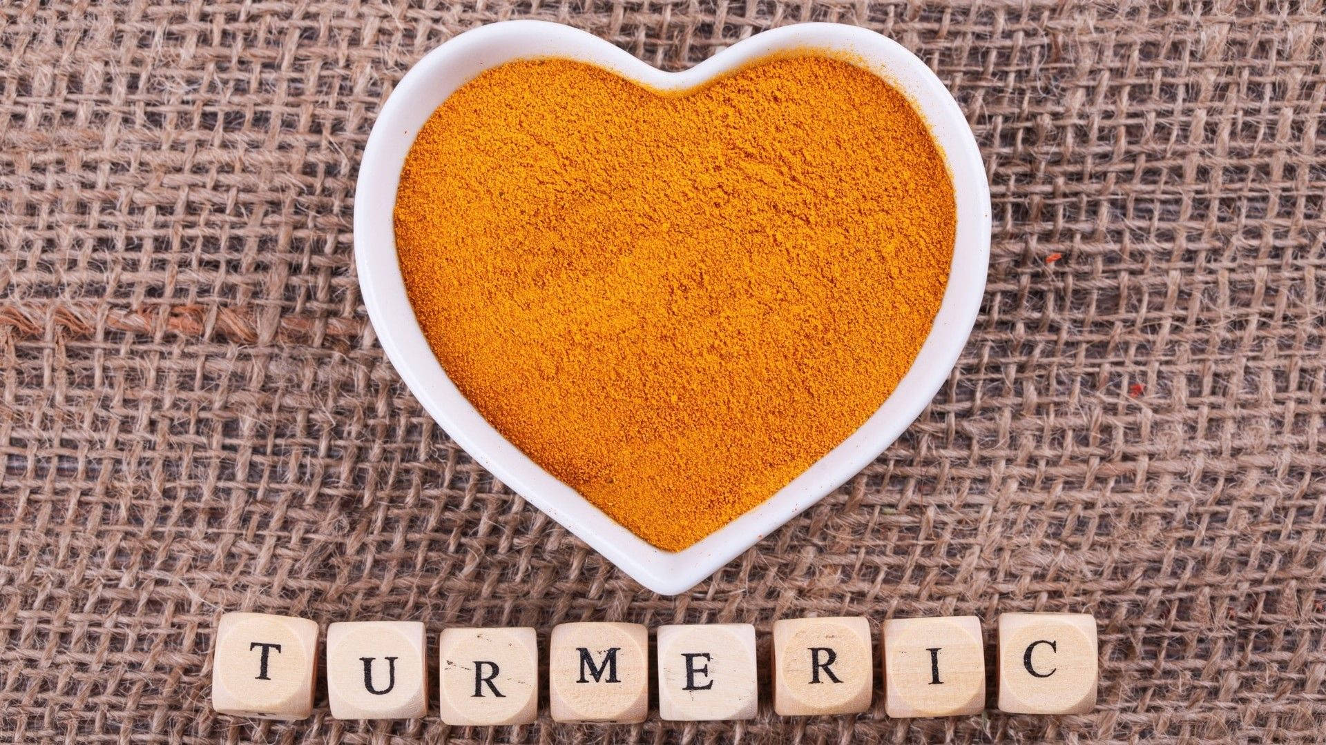 turmeric powder, heart-shaped bowl, white heart-shaped bowl, Full HD Desktop Wallpaper