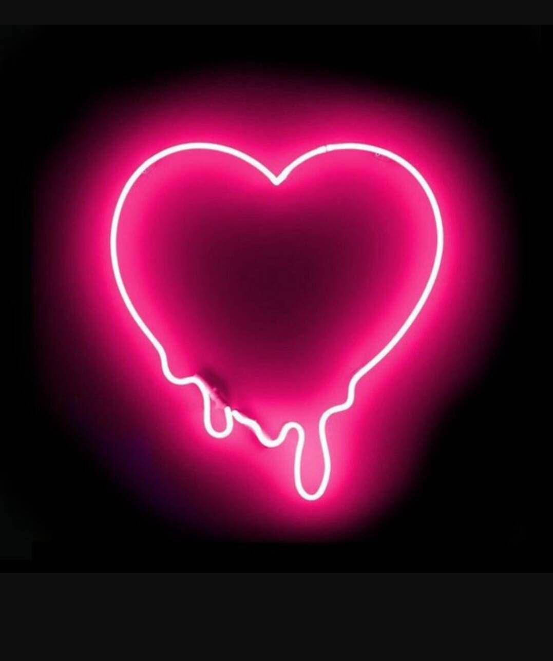 dripping pink heart aesthetic, melting love, glowing pink neon heart, HD Phone Wallpaper
