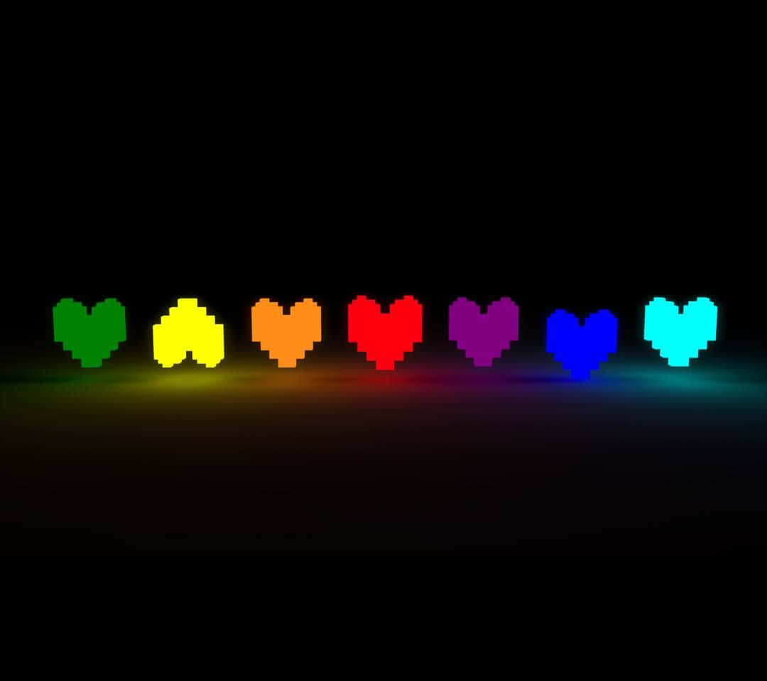 rainbow heart, pixelated hearts, rainbow colors, SD Desktop Wallpaper