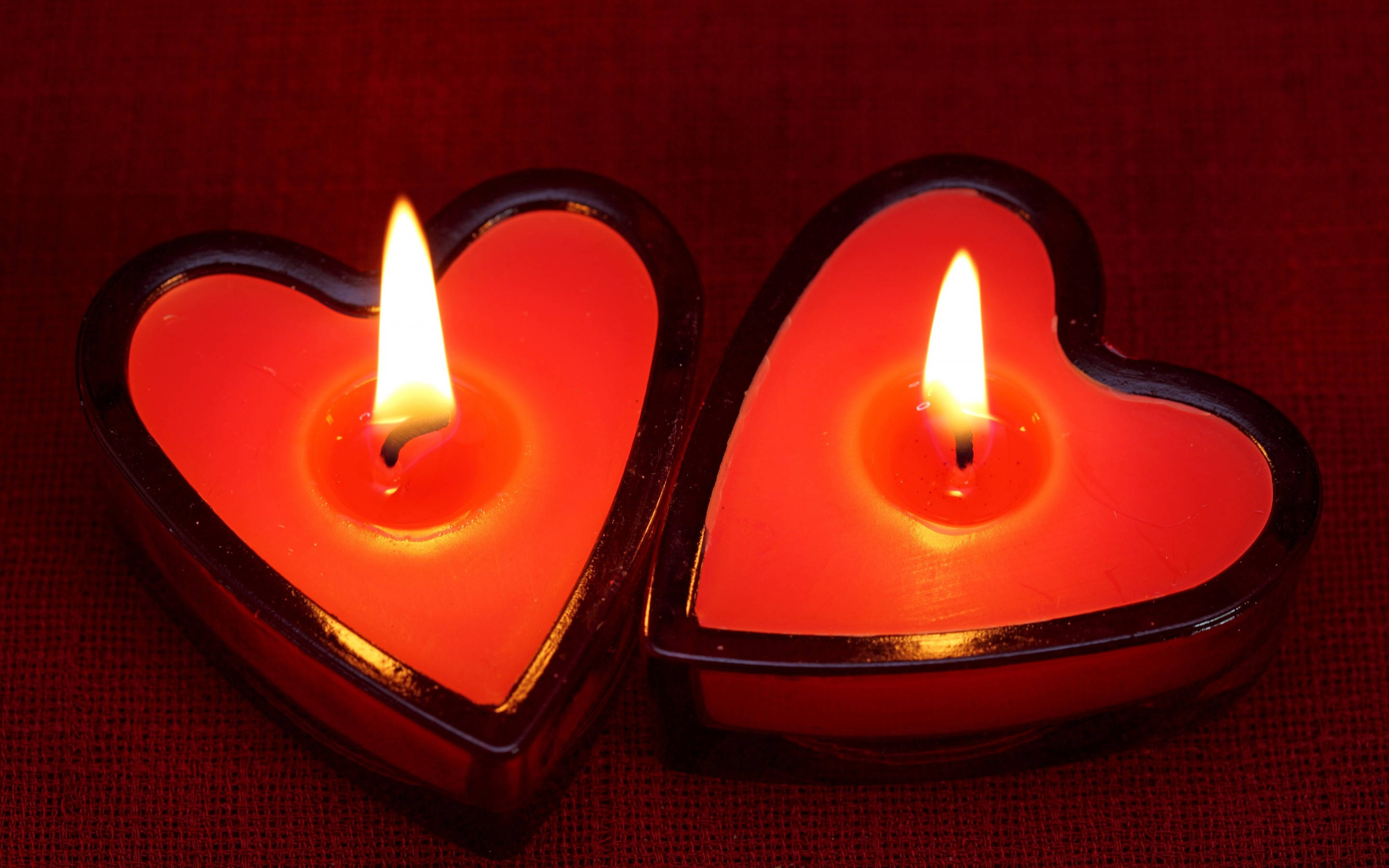 cute love heart candles, heart-shaped candles, warm light, 2K Desktop Wallpaper