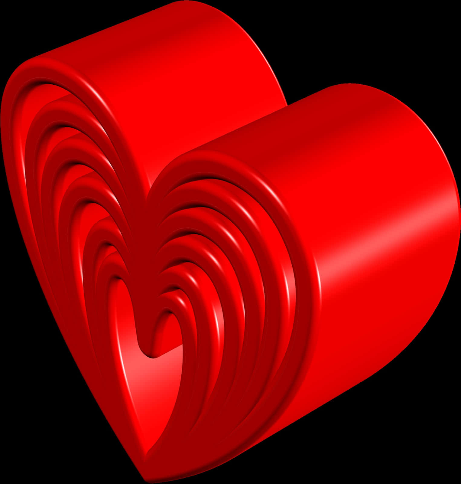 3D Heart, glossy red, concentric swirls, HD Phone Wallpaper