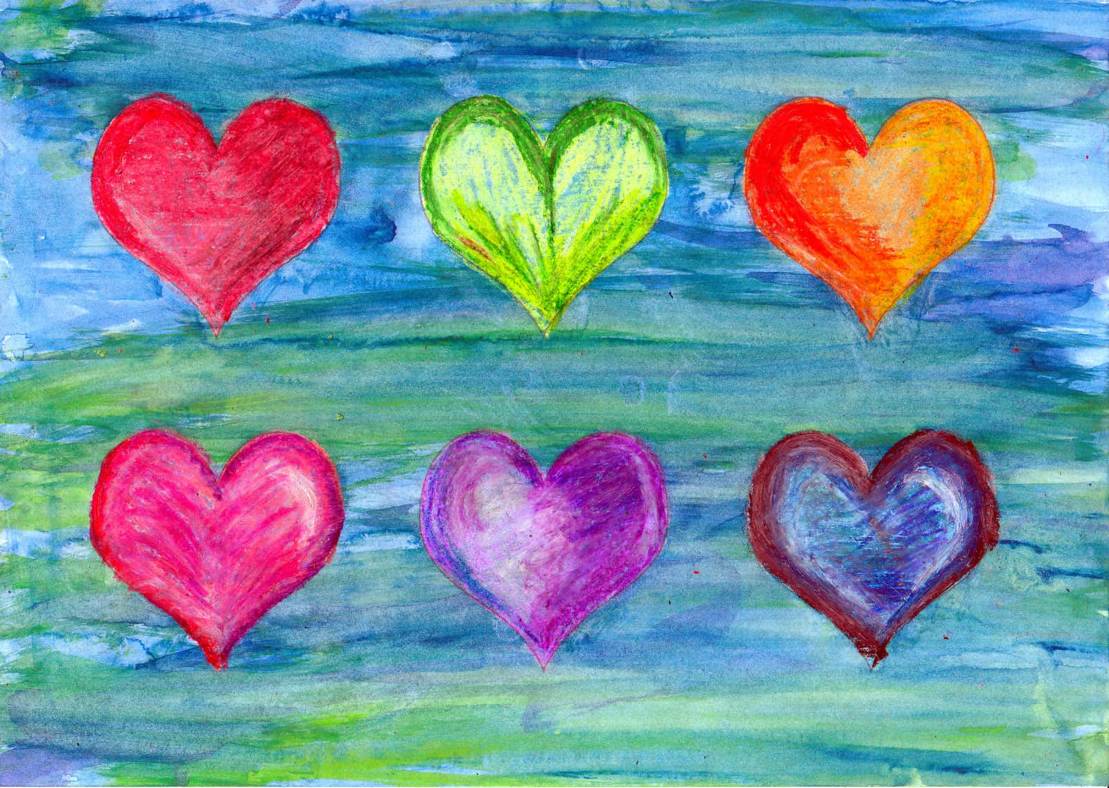 Heart Art, red, green, HD Desktop Wallpaper