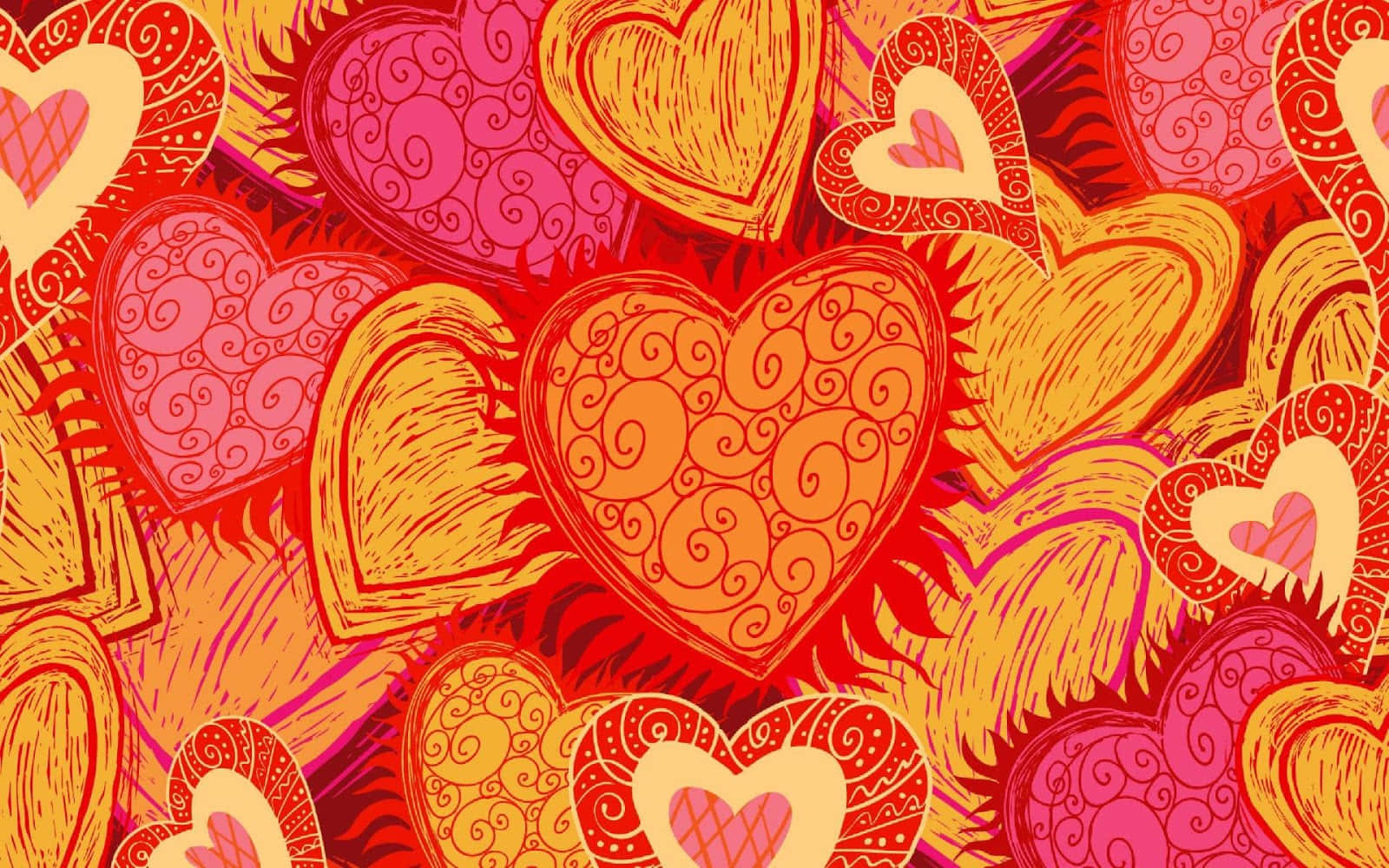 Heart Art, red, orange, HD Desktop Wallpaper