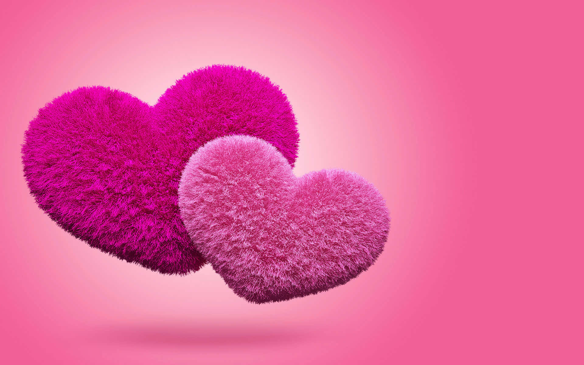 3D Heart Artwork, vibrant pink, soft gradient pink background, Full HD Desktop Wallpaper