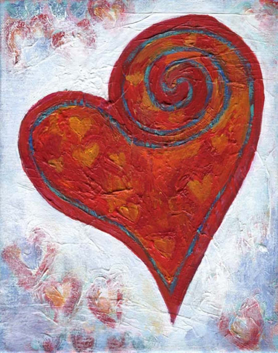 Heart Art, red heart, swirling patterns, SD Phone Wallpaper