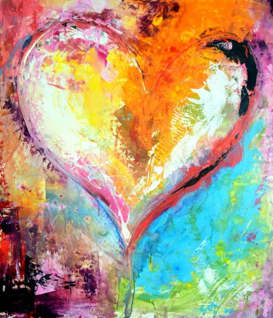 Heart Art, orange, yellow, SD Phone Wallpaper