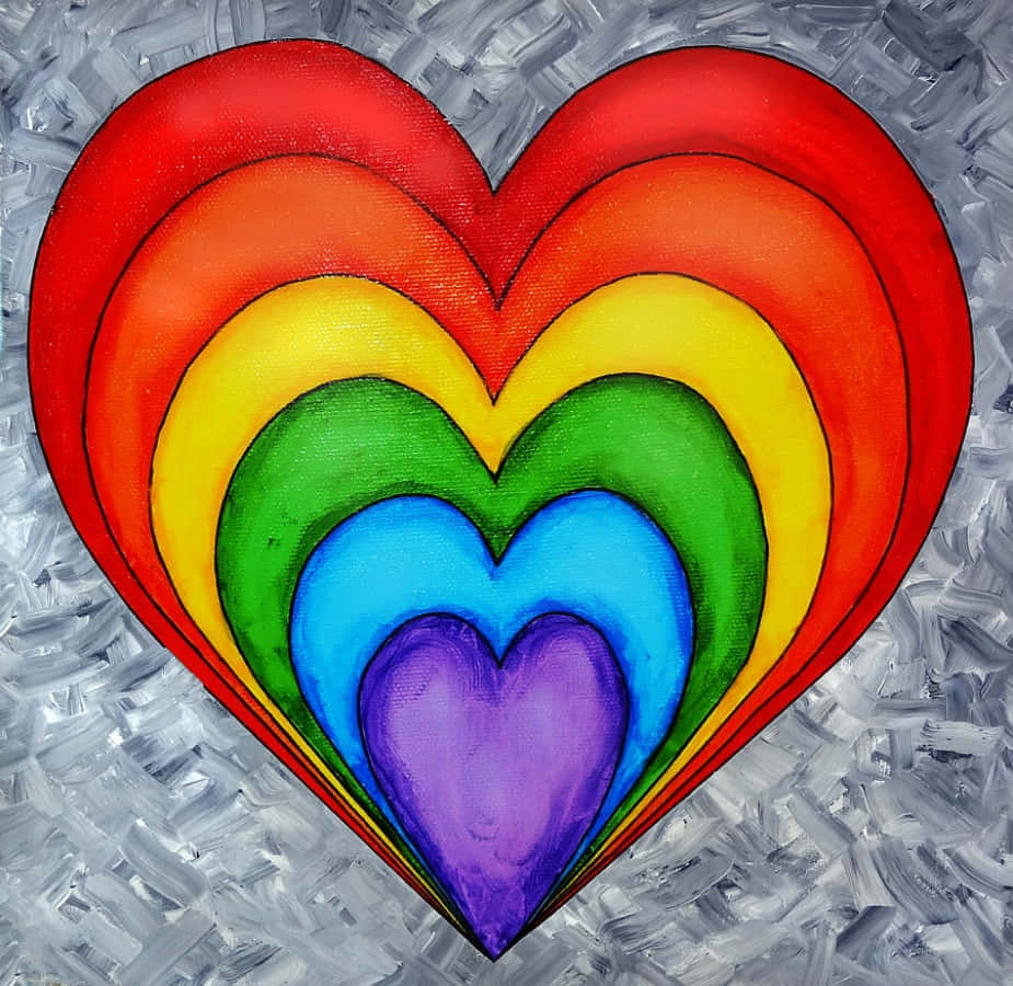 heart art, rainbow heart, red orange yellow green blue purple, SD Desktop Wallpaper