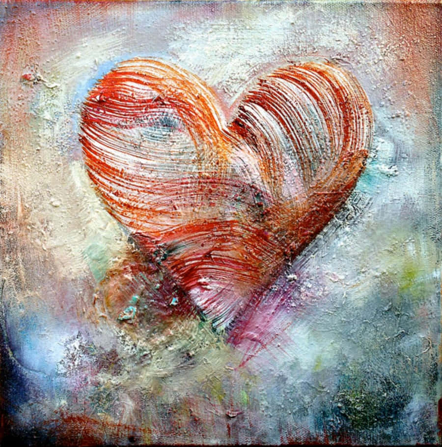 Heart Art, vibrant red heart, textured oil painting, SD Phone Wallpaper