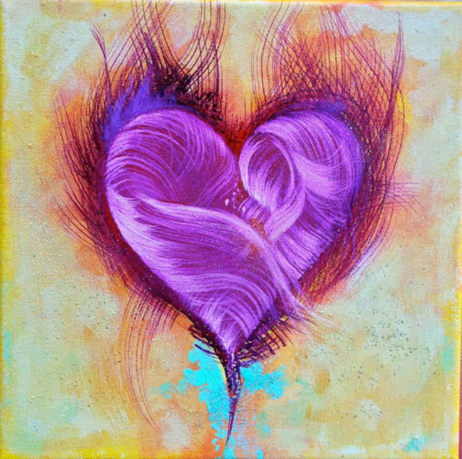 Heart Art, vibrant purple heart, textured brushstrokes, SD Desktop Wallpaper