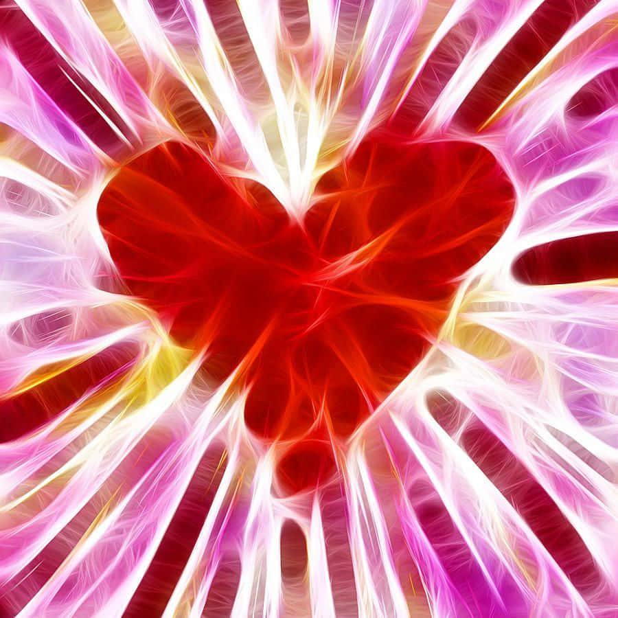 heart art, red heart, fractal explosion, SD Desktop Wallpaper