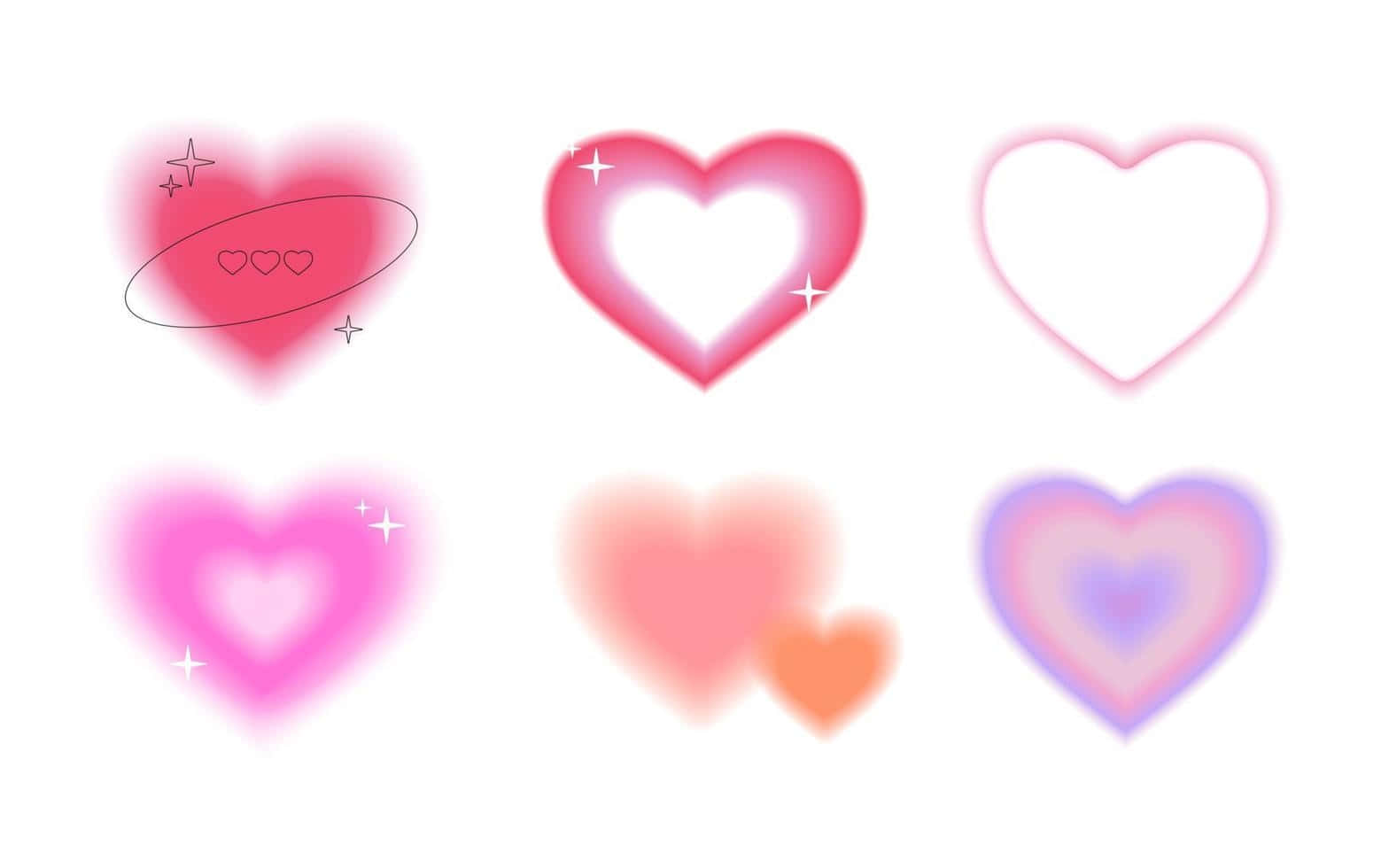 colorful hearts aura collection, pastel pink, peach, HD Desktop Wallpaper