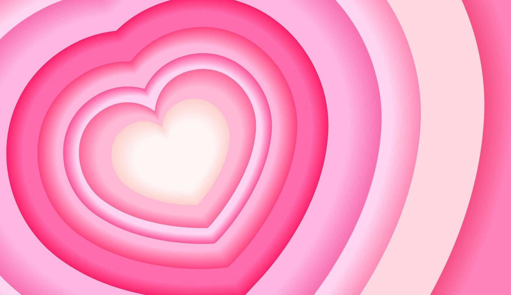 concentric hearts, pink gradient, glowing white core, HD Desktop Wallpaper