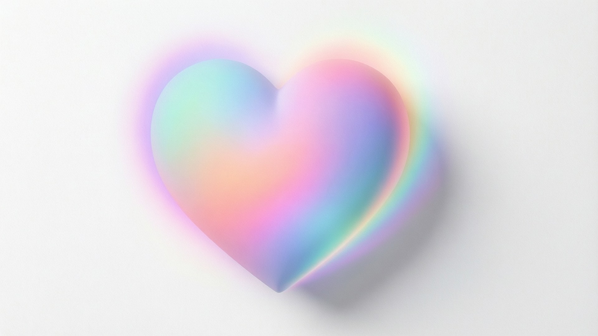 minimal pastel heart, glowing holographic heart, soft pastel rainbow hues, Full HD Desktop Wallpaper